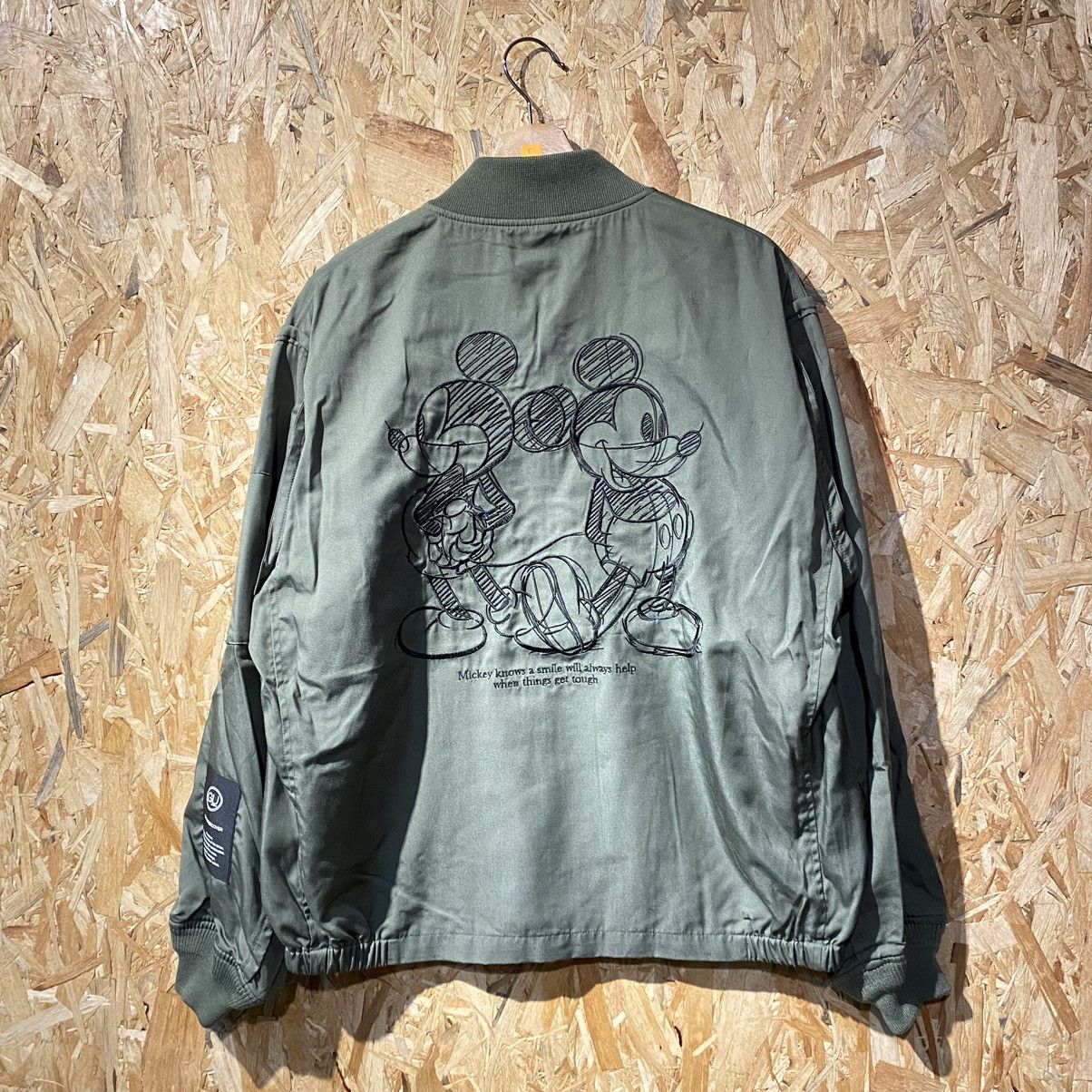 image of Undercover Disney Mickey Embroidery Freedom Bomber in Navy Green, Men's (Size Medium)