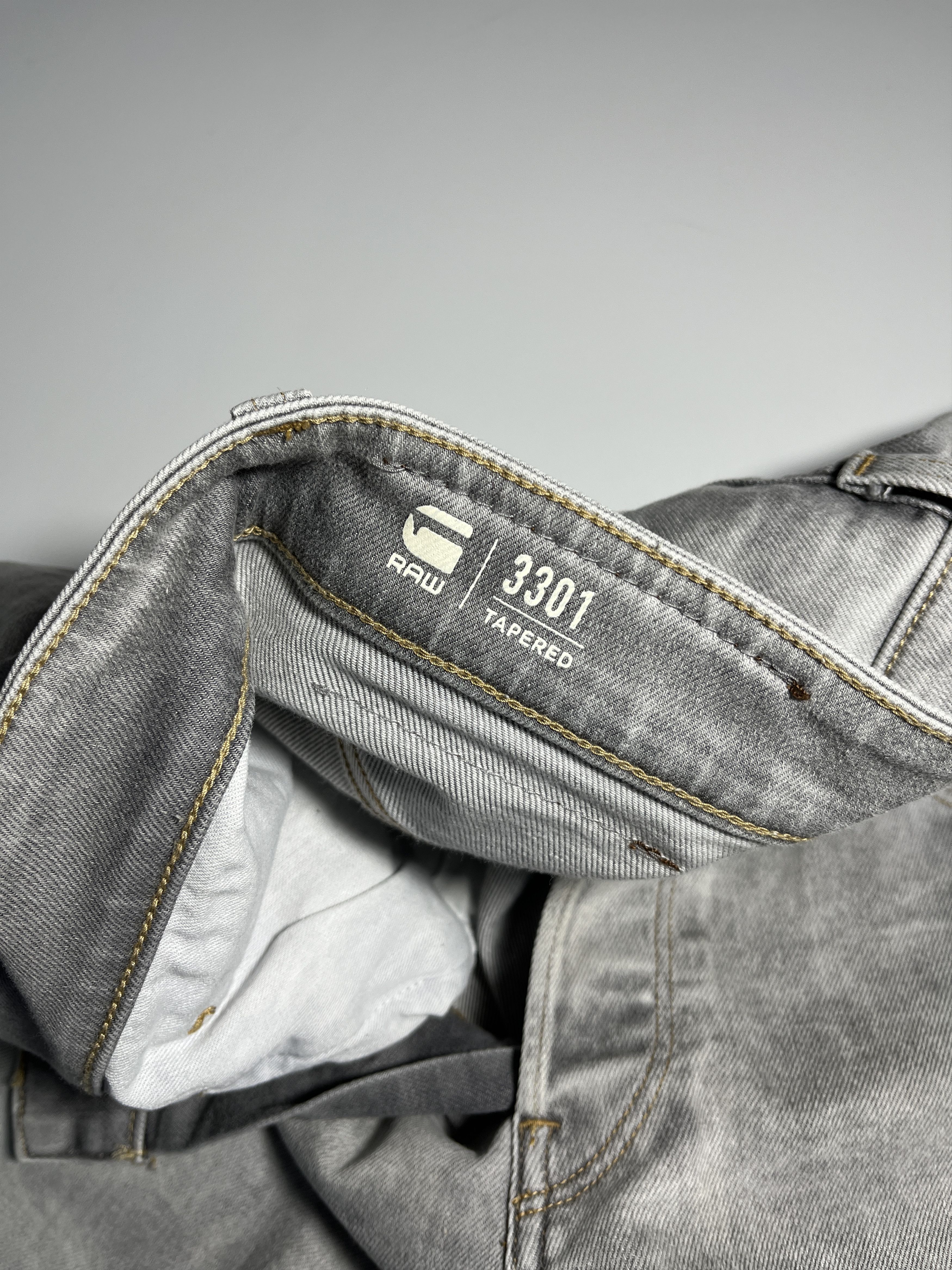 G-Star G-Star Raw 3301 Tapered Stone Washed Grey Jeans Pants Size US 36 / EU 52 - 11 Thumbnail