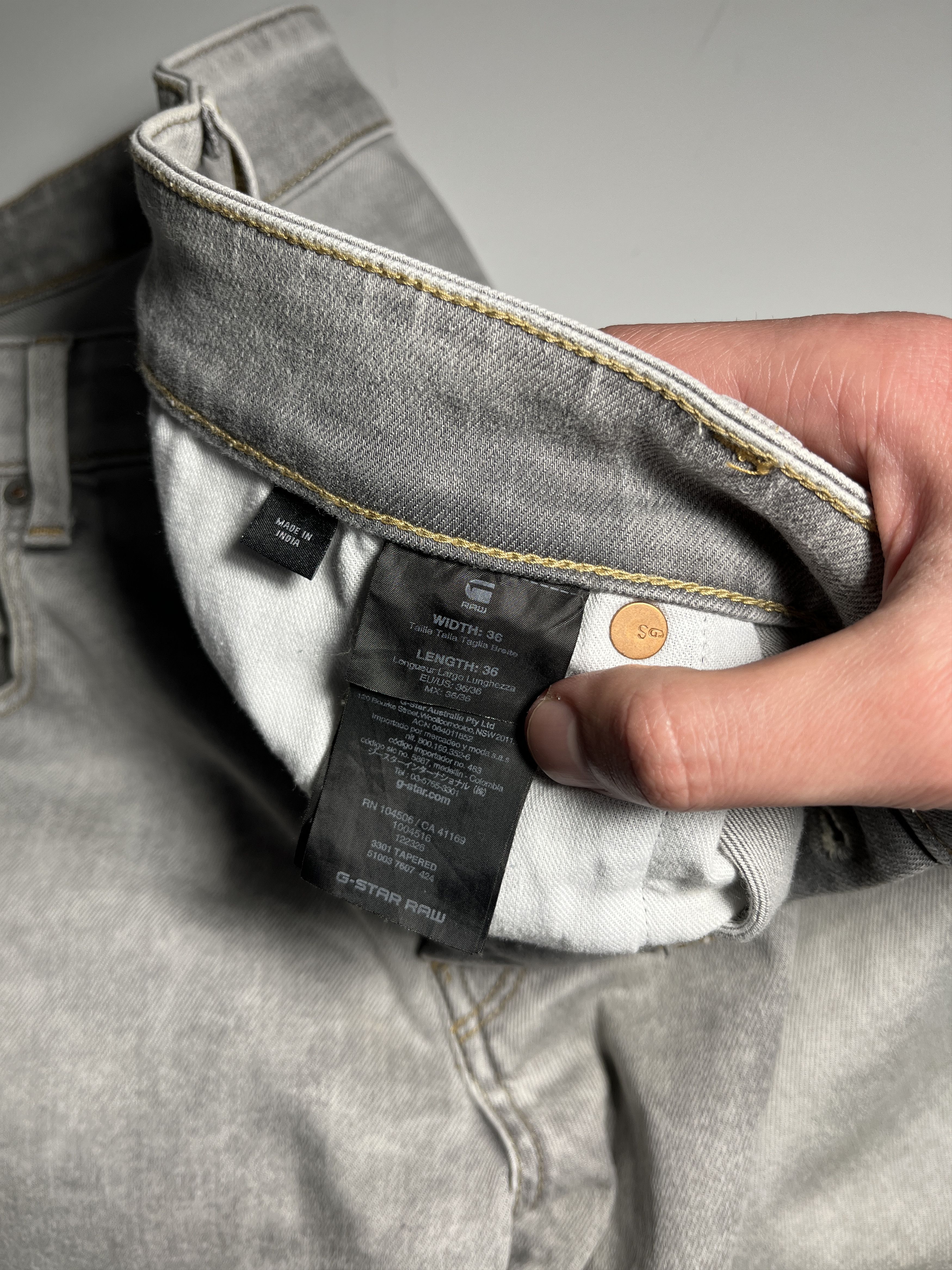G-Star G-Star Raw 3301 Tapered Stone Washed Grey Jeans Pants Size US 36 / EU 52 - 12 Thumbnail