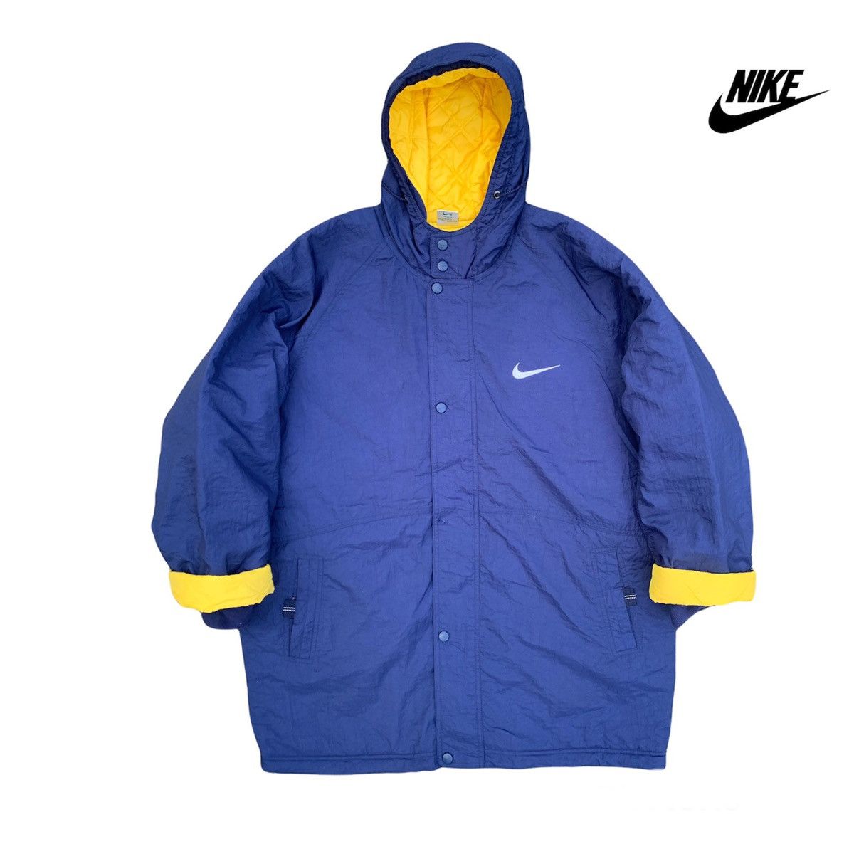 Nike 🔥Vintage Nike Big Swoosh Logo Long Jacket Size US XL / EU 56 / 4 - 3 Thumbnail