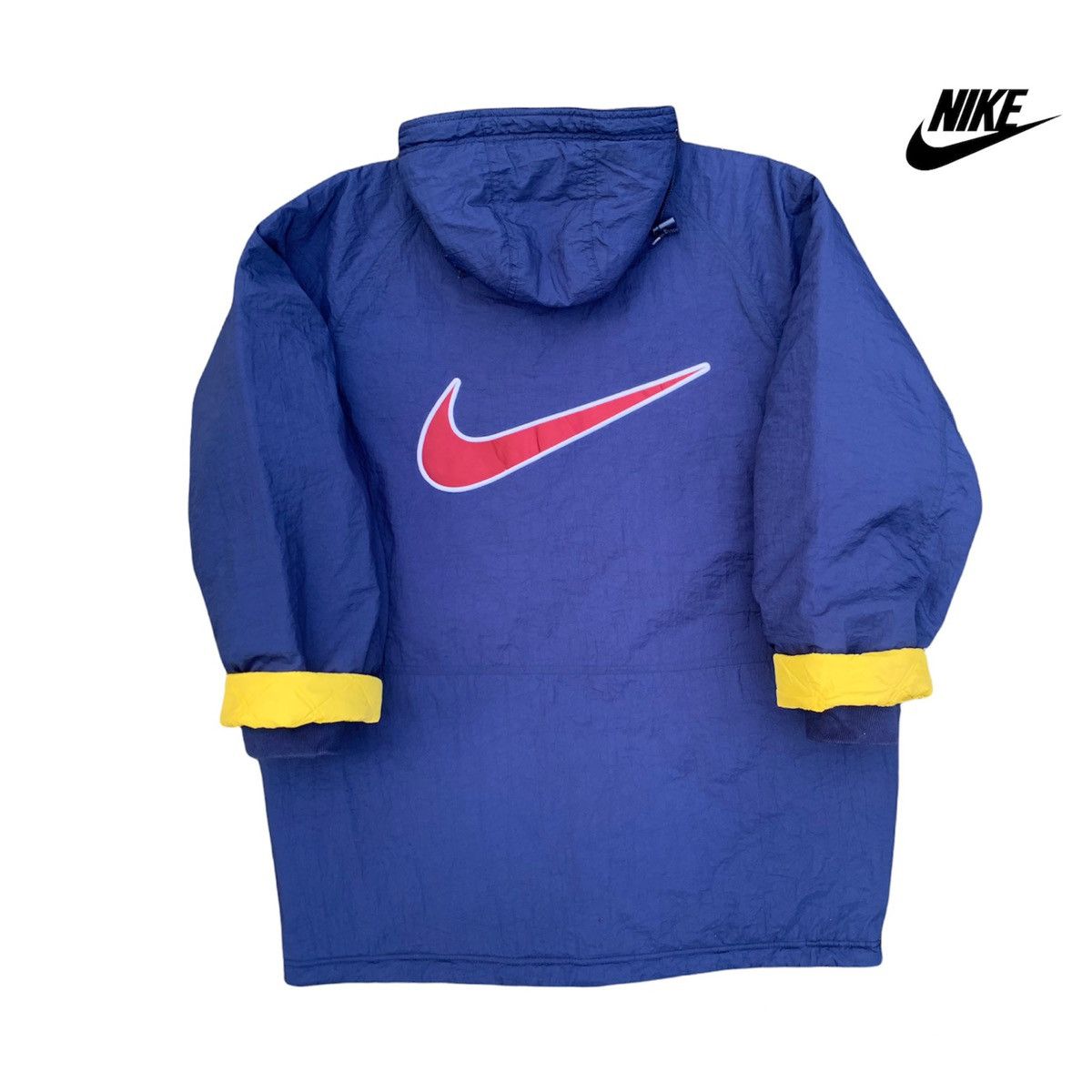 Nike 🔥Vintage Nike Big Swoosh Logo Long Jacket Size US XL / EU 56 / 4 - 2 Thumbnail