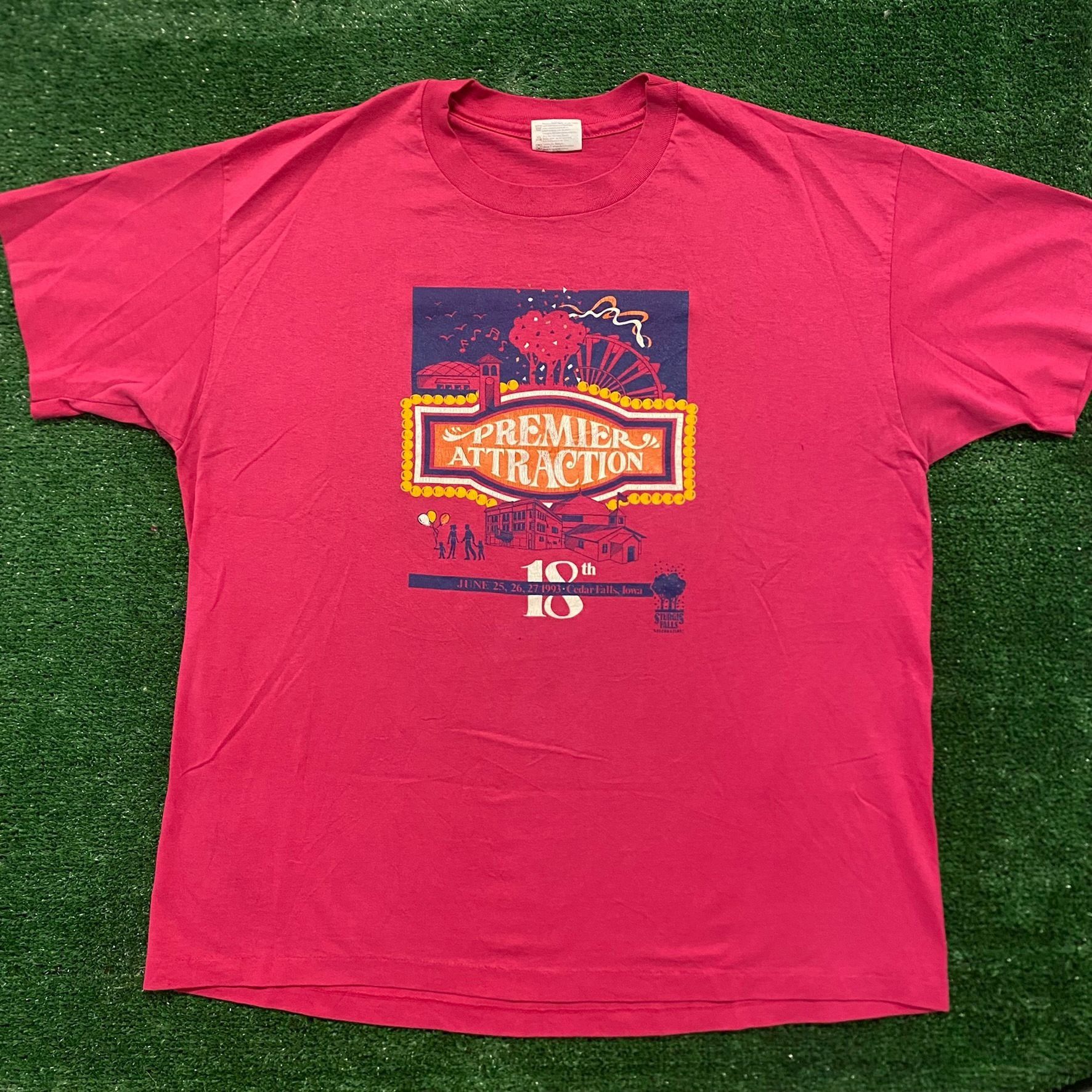 90'S Hanes Flag Pattern Print T-Shirt Made in USA Men's XL Vintage /eaa457202