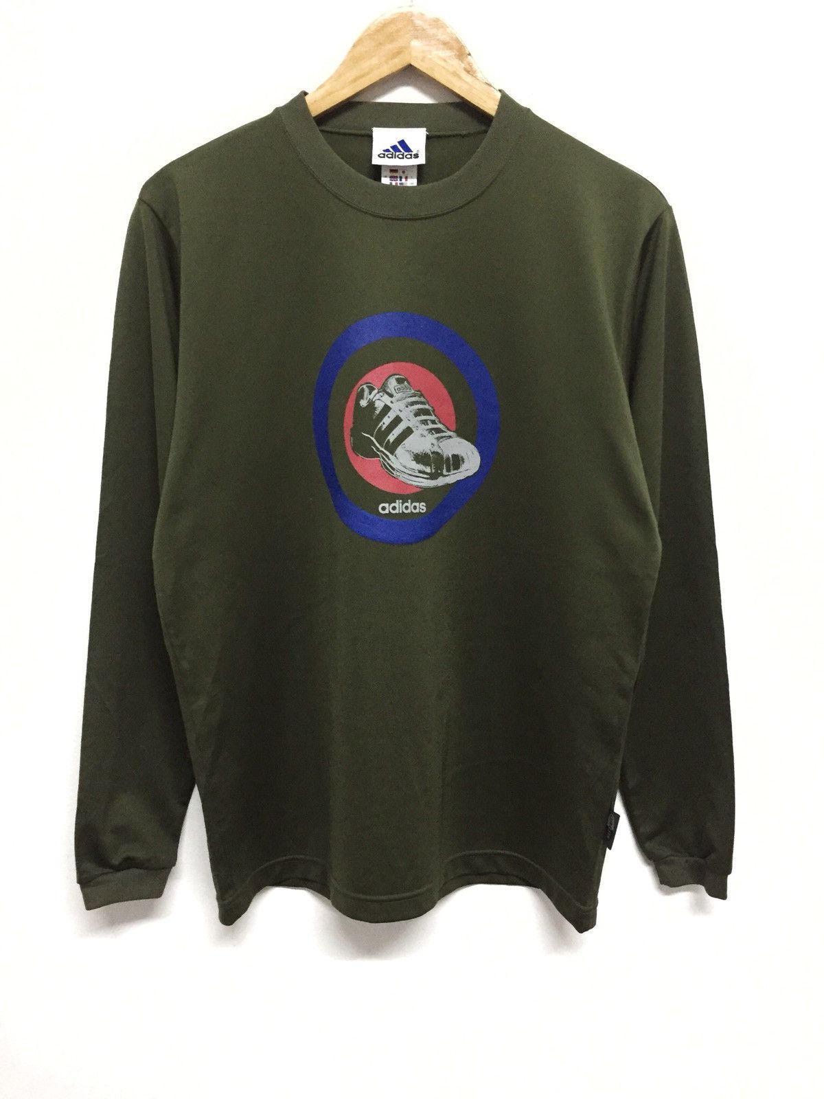 image of Dope90S Adidas Stan Smith Shoes Green Long sleeve Shirt in Sage Green, Men's (Size Medium)