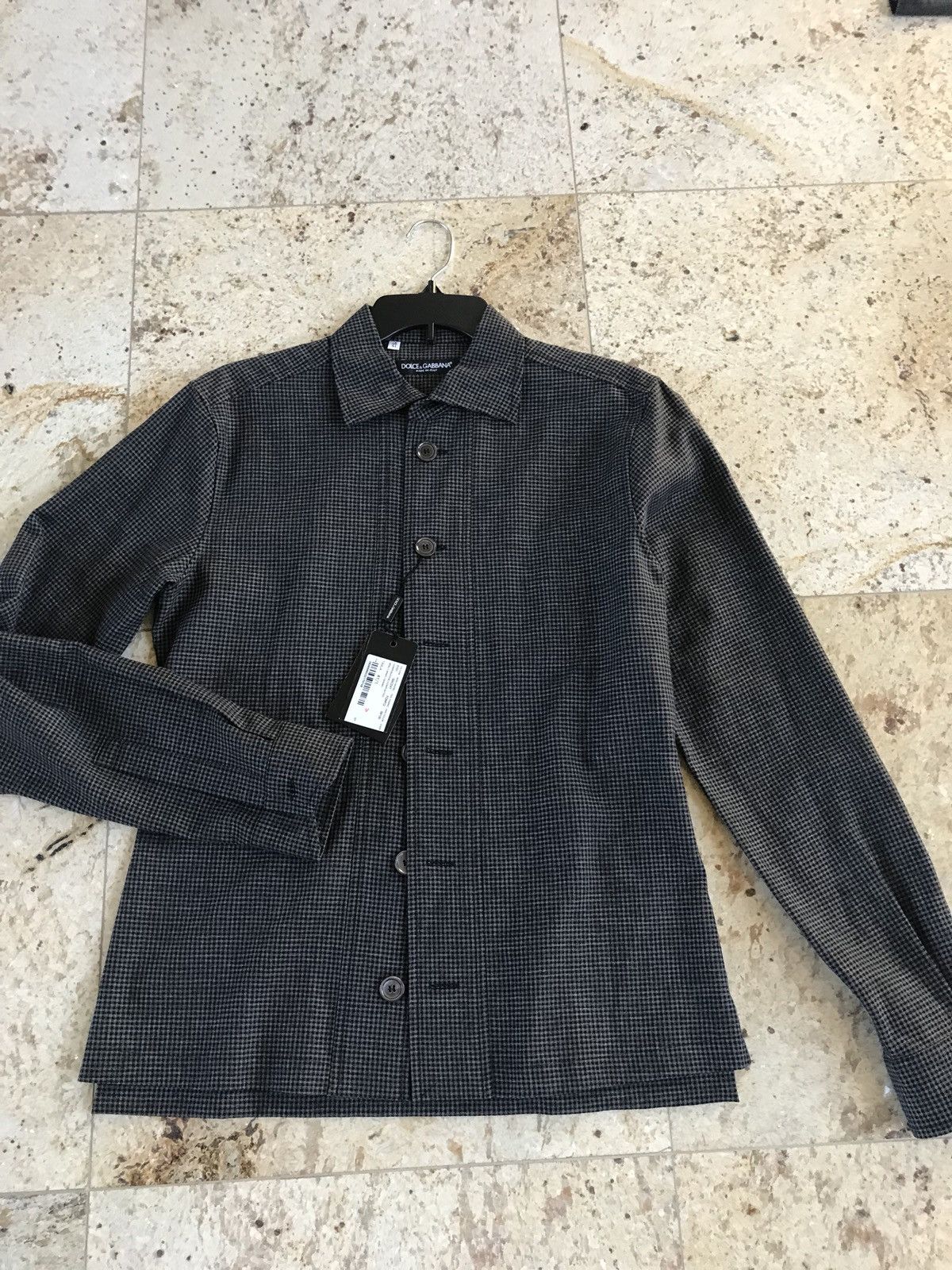 Dolce & Gabbana Grey & Black Fine Box Wool Button Up Size US L / EU 52-54 / 3 - 13 Thumbnail