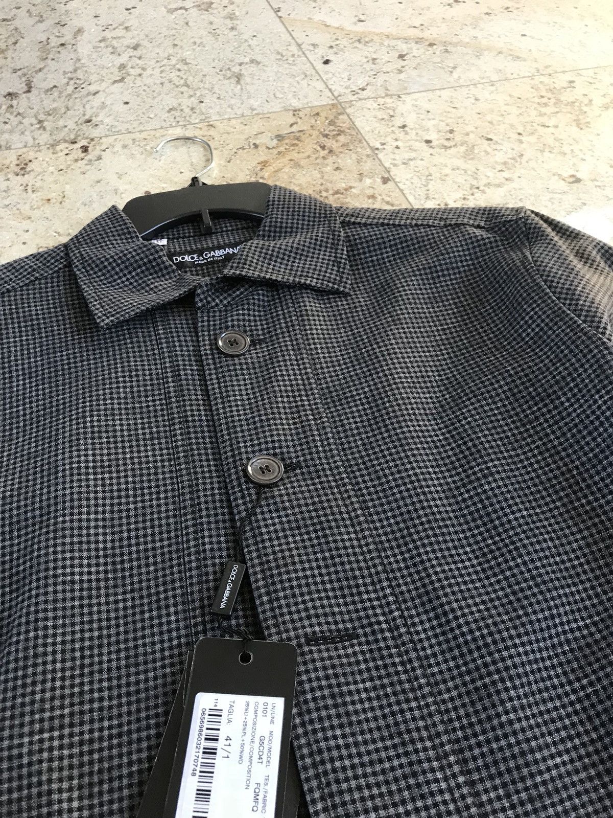Dolce & Gabbana Grey & Black Fine Box Wool Button Up Size US L / EU 52-54 / 3 - 11 Thumbnail