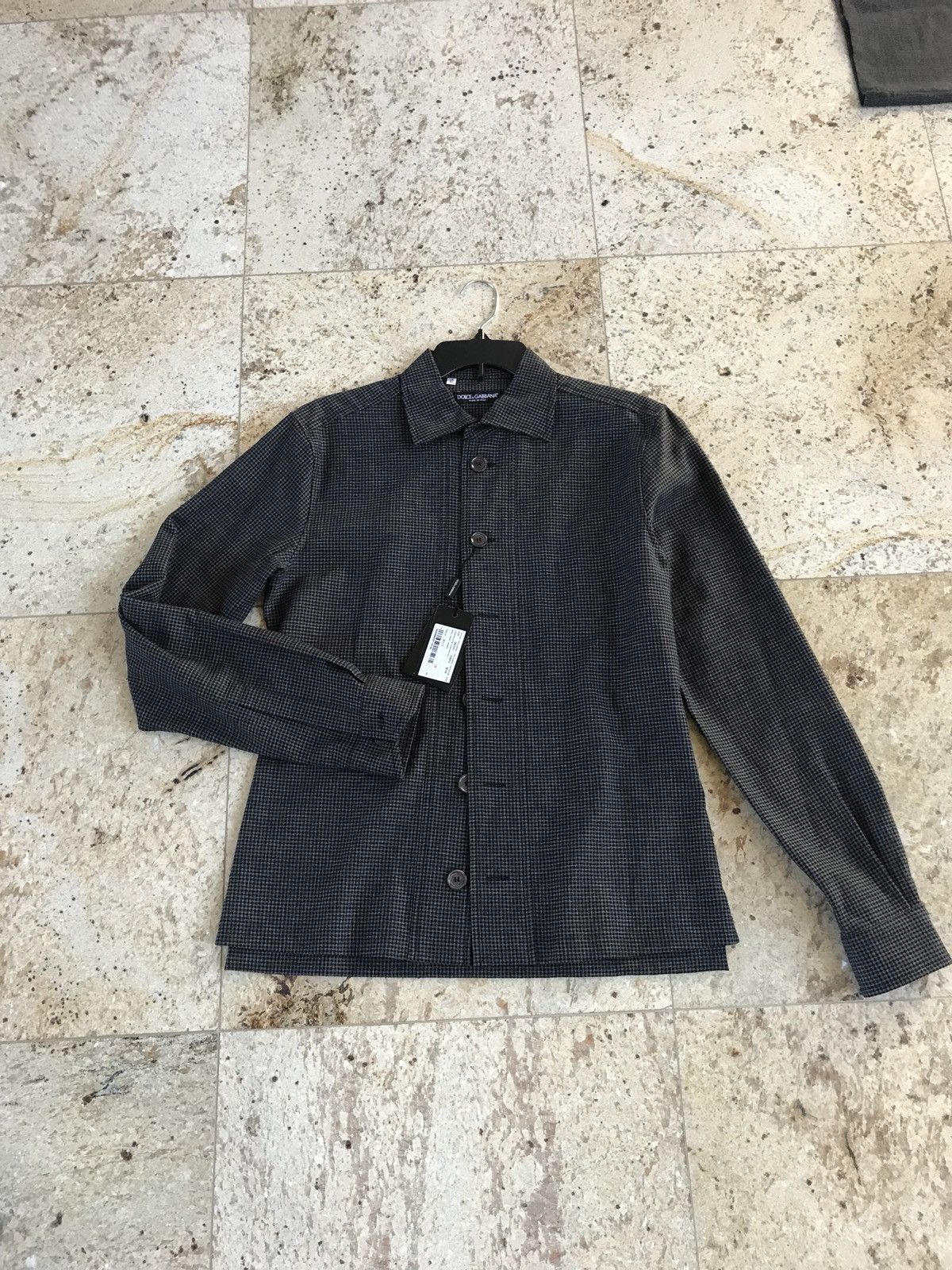 Dolce & Gabbana Grey & Black Fine Box Wool Button Up Size US L / EU 52-54 / 3 - 1 Thumbnail
