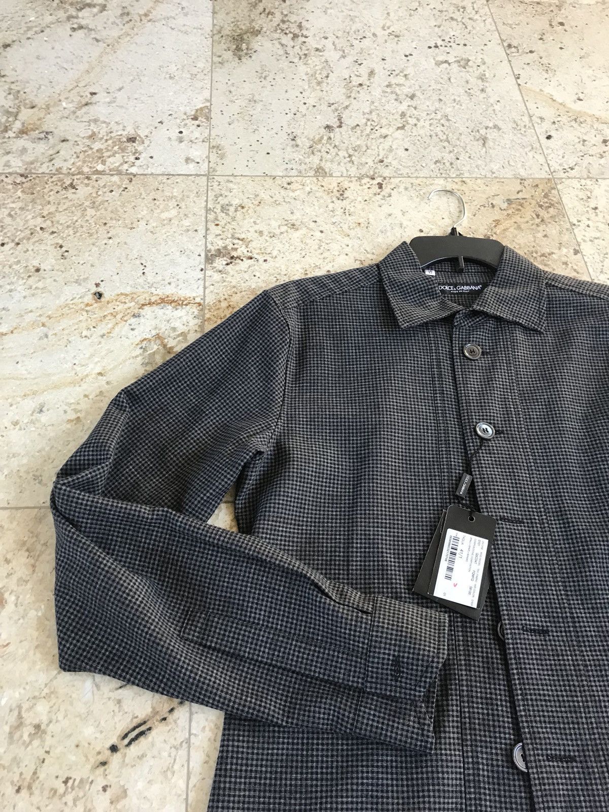 Dolce & Gabbana Grey & Black Fine Box Wool Button Up Size US L / EU 52-54 / 3 - 12 Thumbnail