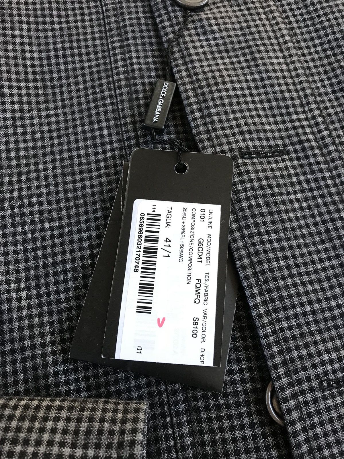 Dolce & Gabbana Grey & Black Fine Box Wool Button Up Size US L / EU 52-54 / 3 - 8 Thumbnail