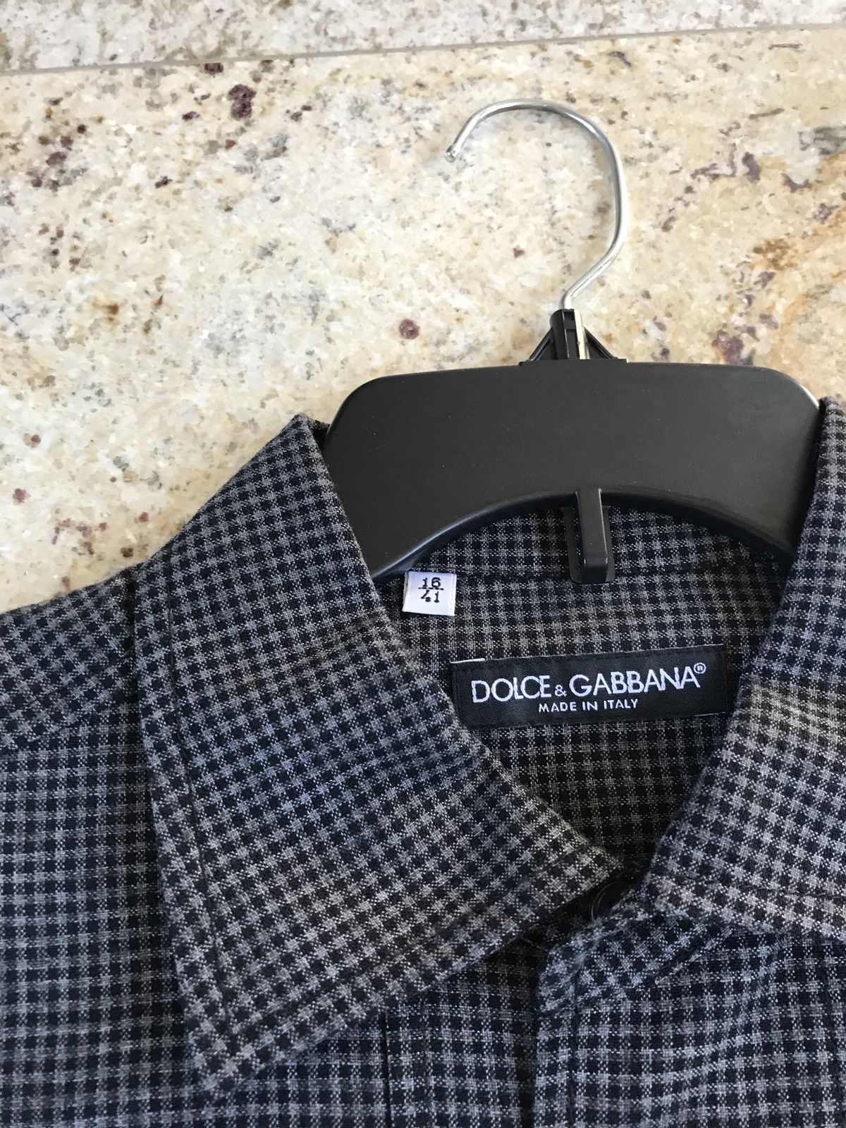 Dolce & Gabbana Grey & Black Fine Box Wool Button Up Size US L / EU 52-54 / 3 - 10 Thumbnail