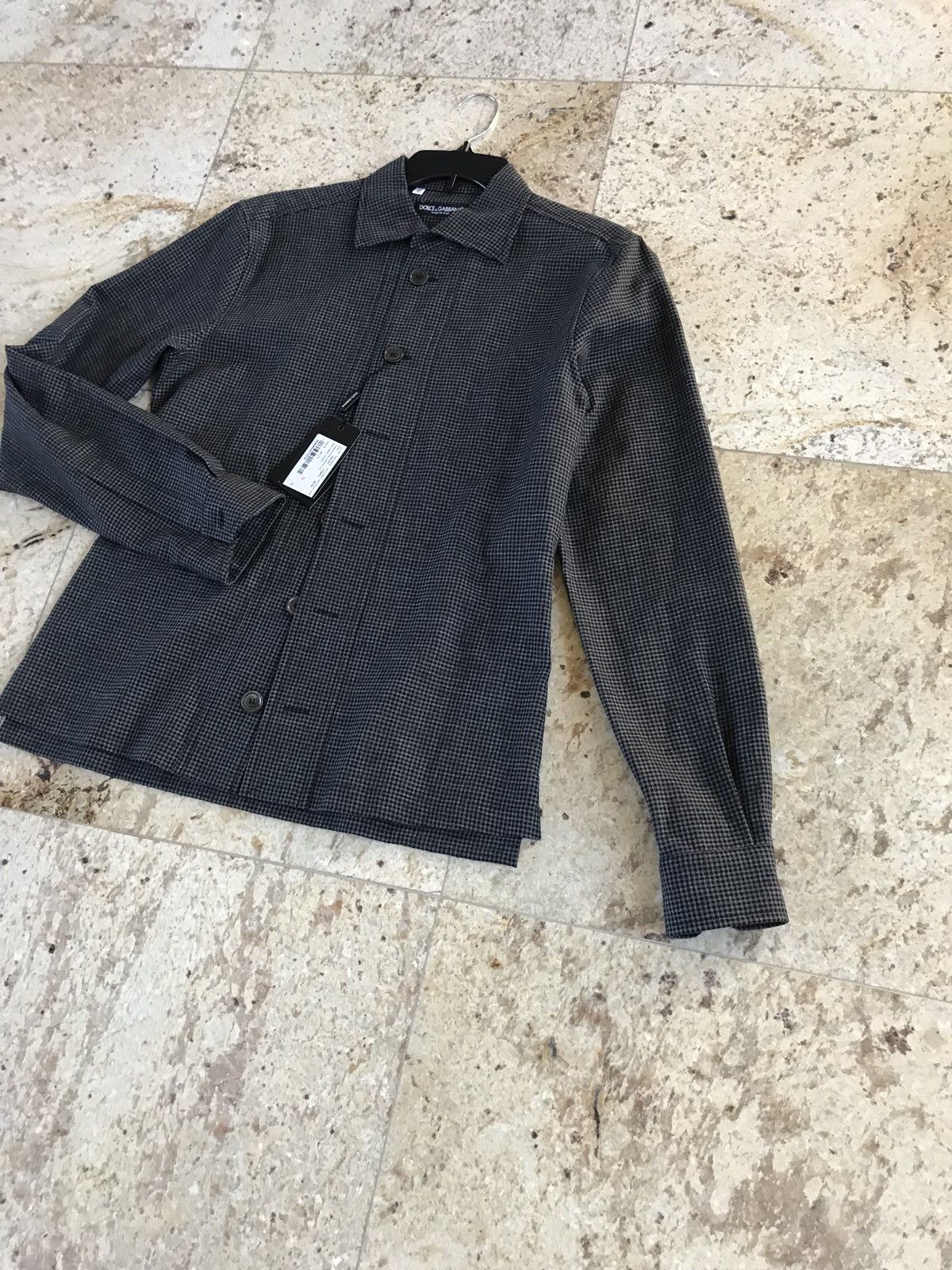Dolce & Gabbana Grey & Black Fine Box Wool Button Up Size US L / EU 52-54 / 3 - 3 Thumbnail