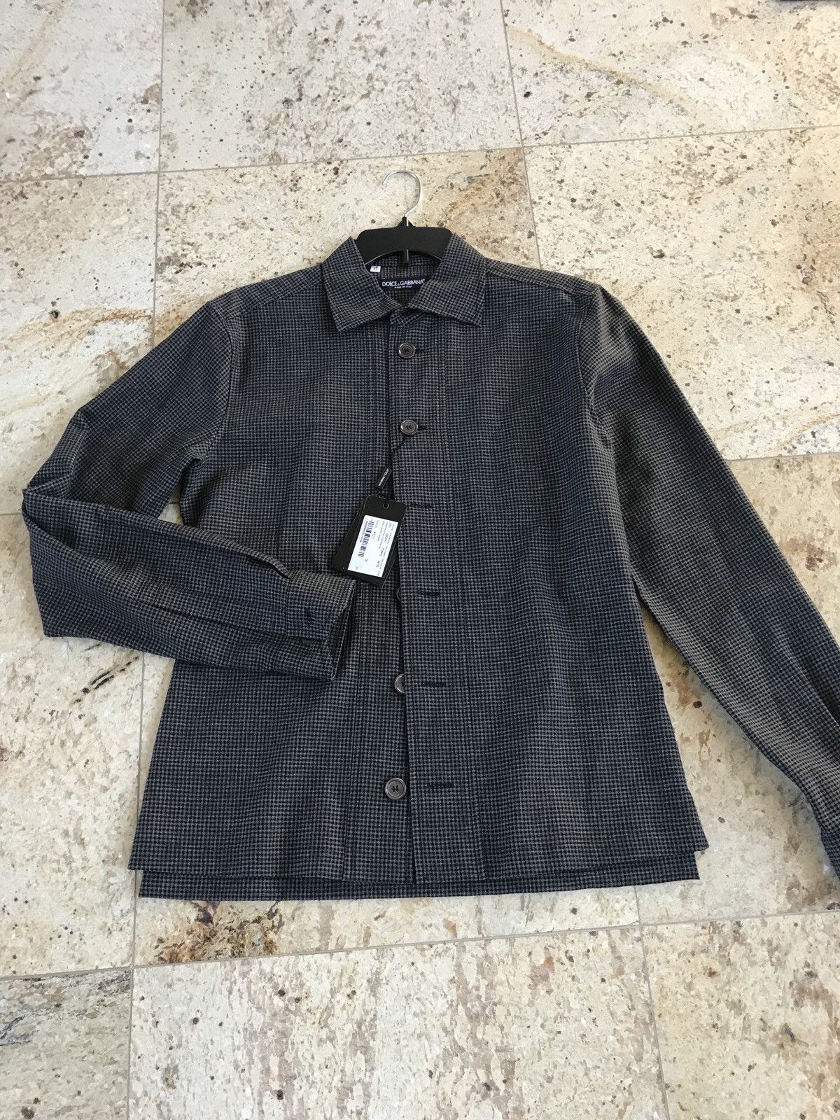 Dolce & Gabbana Grey & Black Fine Box Wool Button Up Size US L / EU 52-54 / 3 - 2 Thumbnail