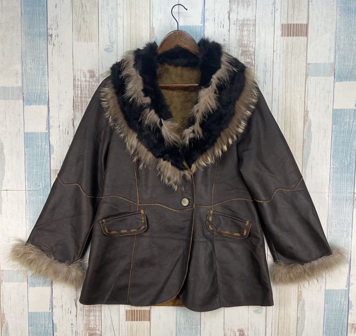 Genuine Leather Fur Leather Jacket Size US L / EU 52-54 / 3 - 1 Thumbnail