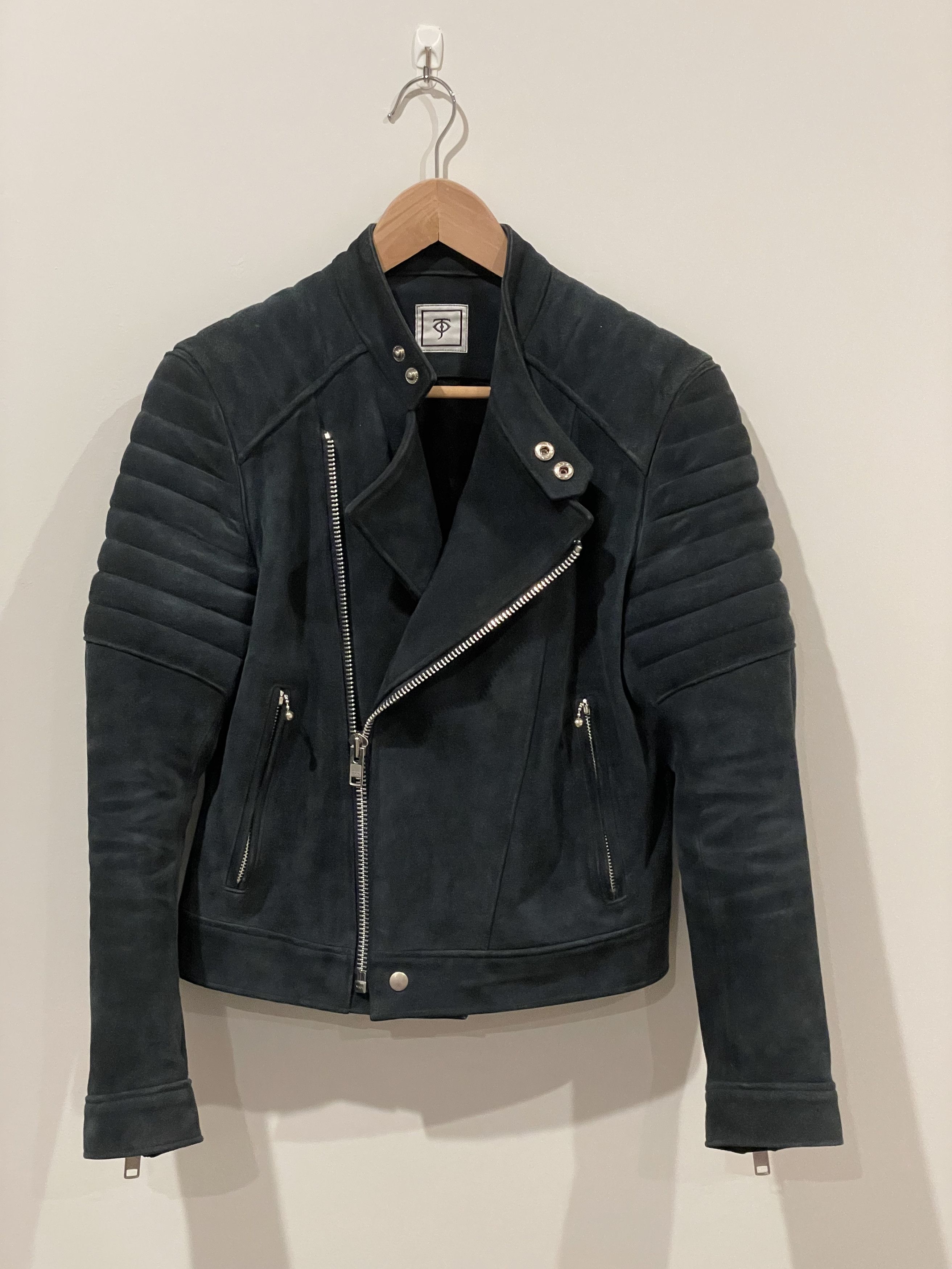 image of Falcon Garments x Temple Of Jawnz Diesel Blue Calf Suede Bcdr Jacket, Men's (Size Small)