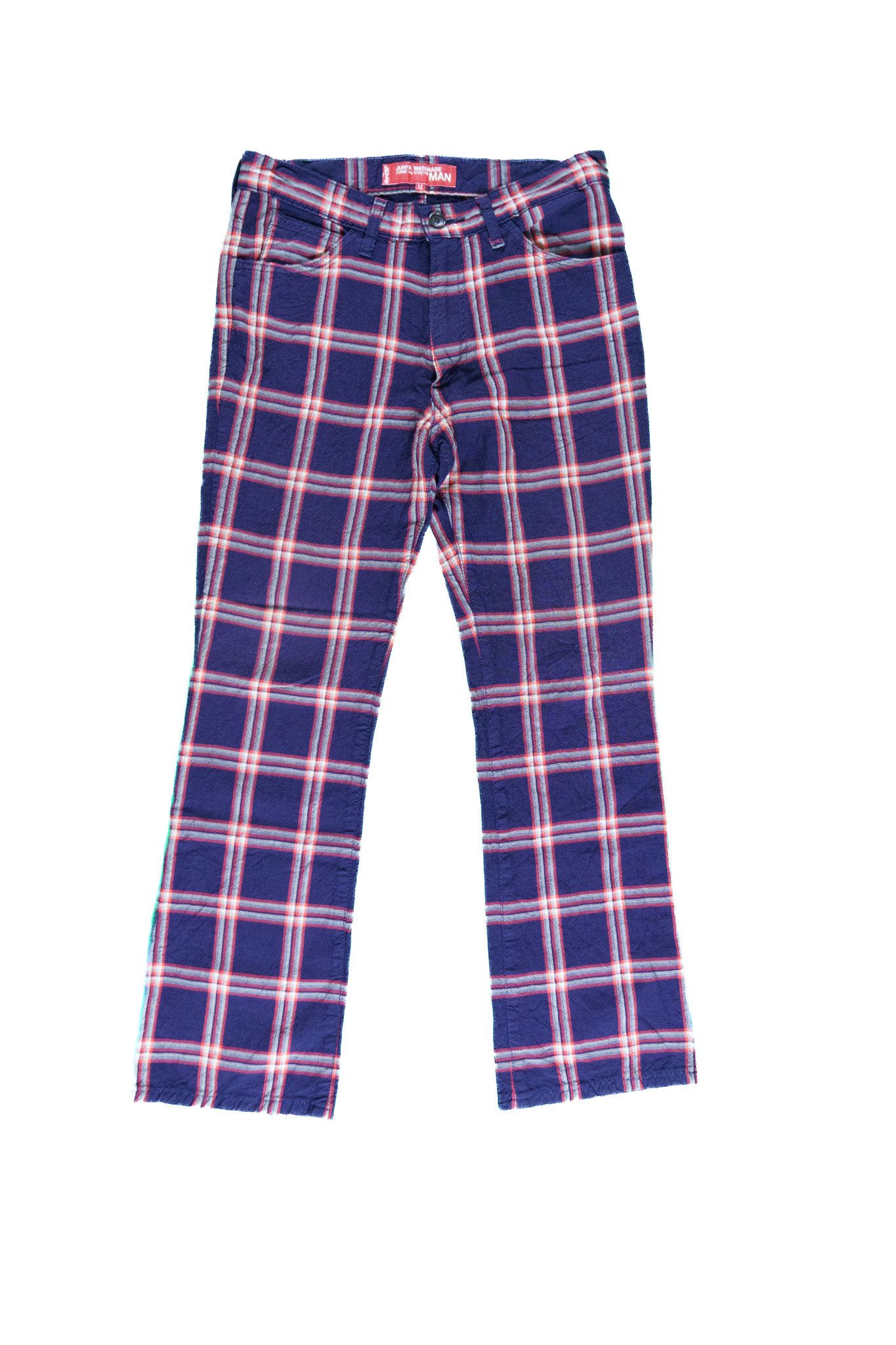 image of Comme Des Garcons x Junya Watanabe Ad2002 Junya Watanabe X Levi's Wool Check Trousers in Navy (Size