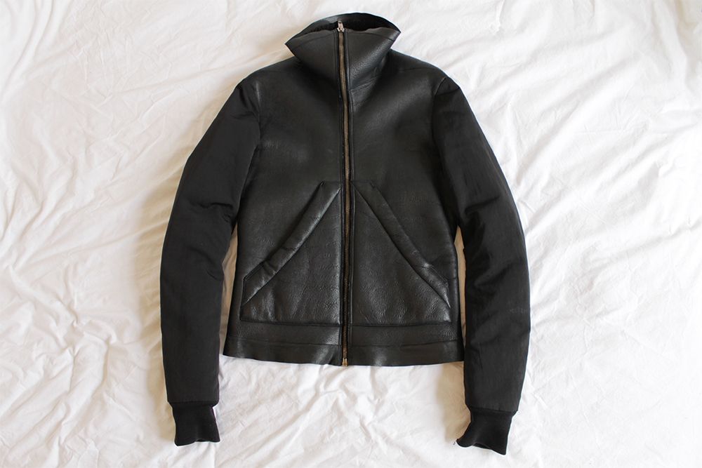 Pre-owned Rick Owens Shearling Leather Jacket In Black