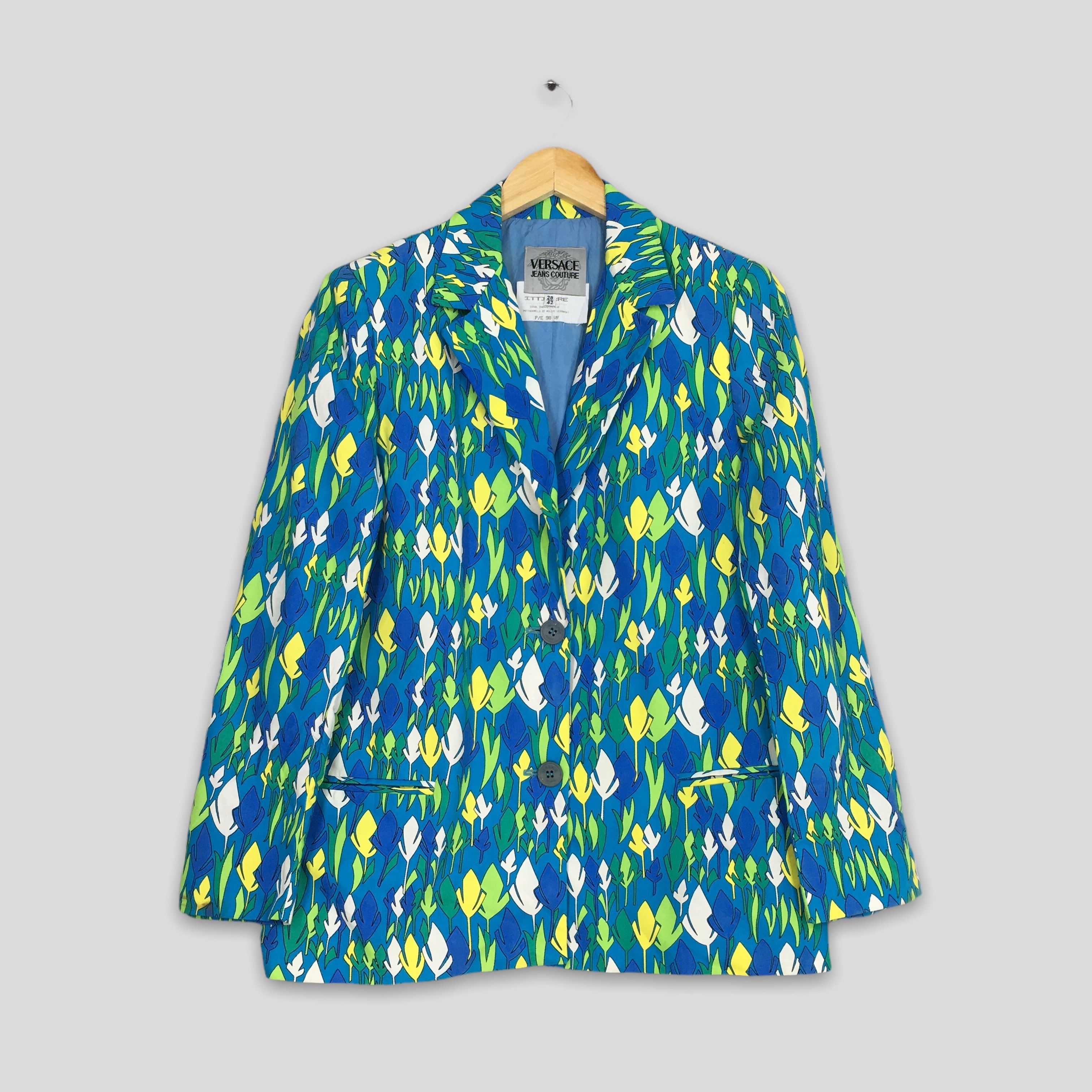 image of Vintage Gianni Versace Tulip Floral Overprints Blazer Coat, Women's (Size Medium)