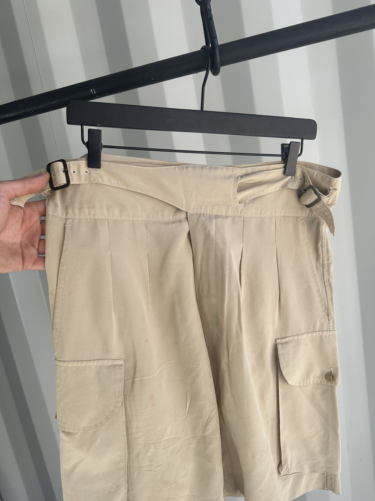 Pre-owned Gucci X Tom Ford Gucci Ss 03 Runway Silk Cargo Shorts In Beige