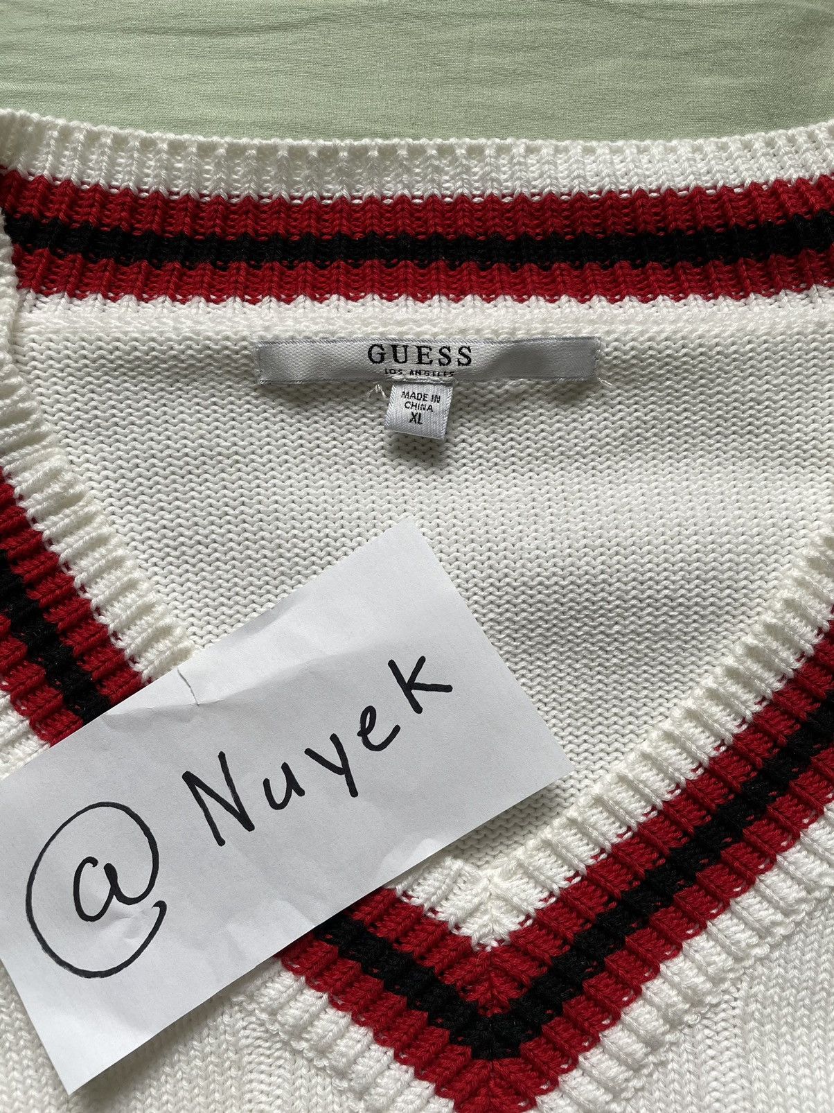Guess × Vintage Guess Distressed V-neck Sweater Size US XL / EU 56 / 4 - 3 Thumbnail