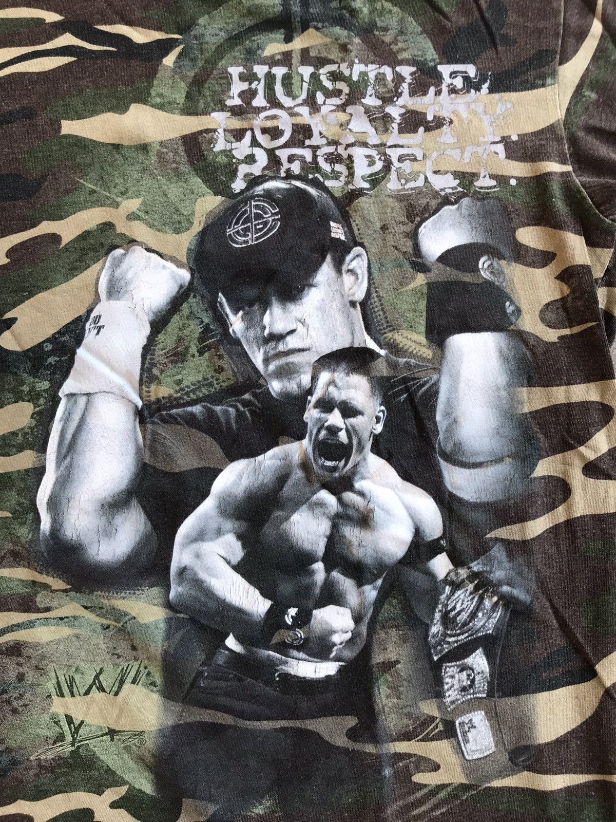 WWE Vintage Y2K JOHN CENA Camo Tshirt Size US M / EU 48-50 / 2 - 2 Thumbnail