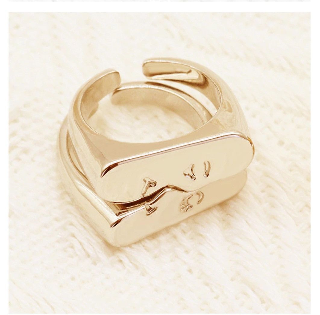 Jewelry × Vintage Unique Abstract Face Pair Ring Size ONE SIZE - 2 Thumbnail