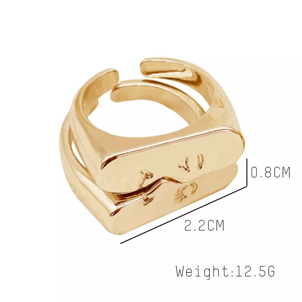 Jewelry × Vintage Unique Abstract Face Pair Ring Size ONE SIZE - 3 Thumbnail