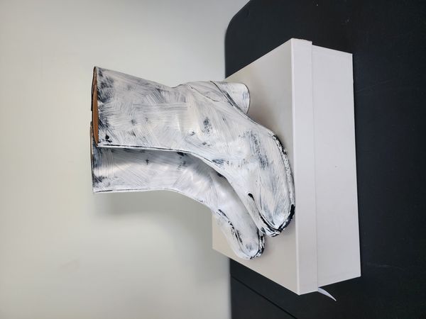 Very Rare Maison Margiela Tabi Leather Boots White Painted SSENSE | Grailed