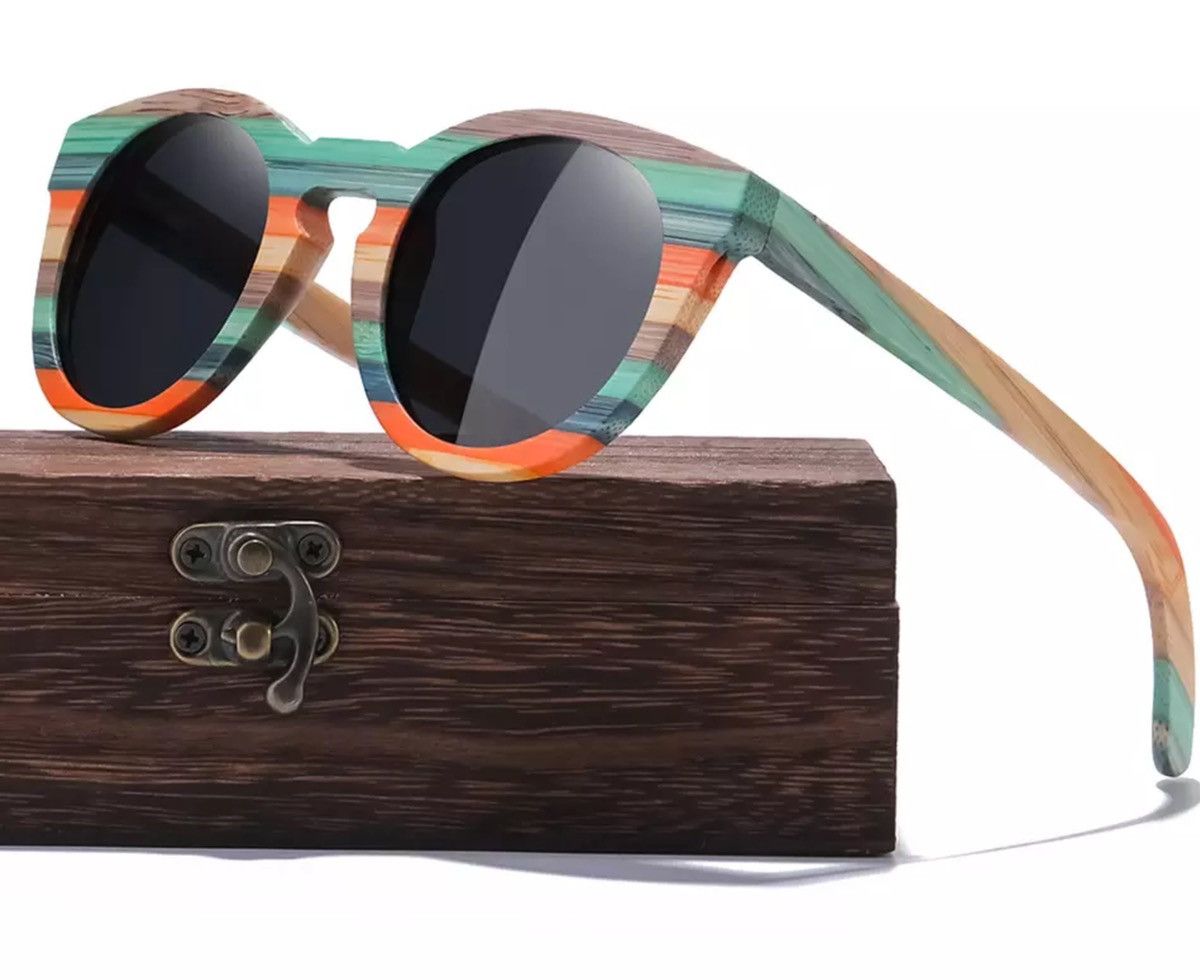 Jewelry Bamboo Oval Wood Polarized Sunglasses Size ONE SIZE - 1 Thumbnail