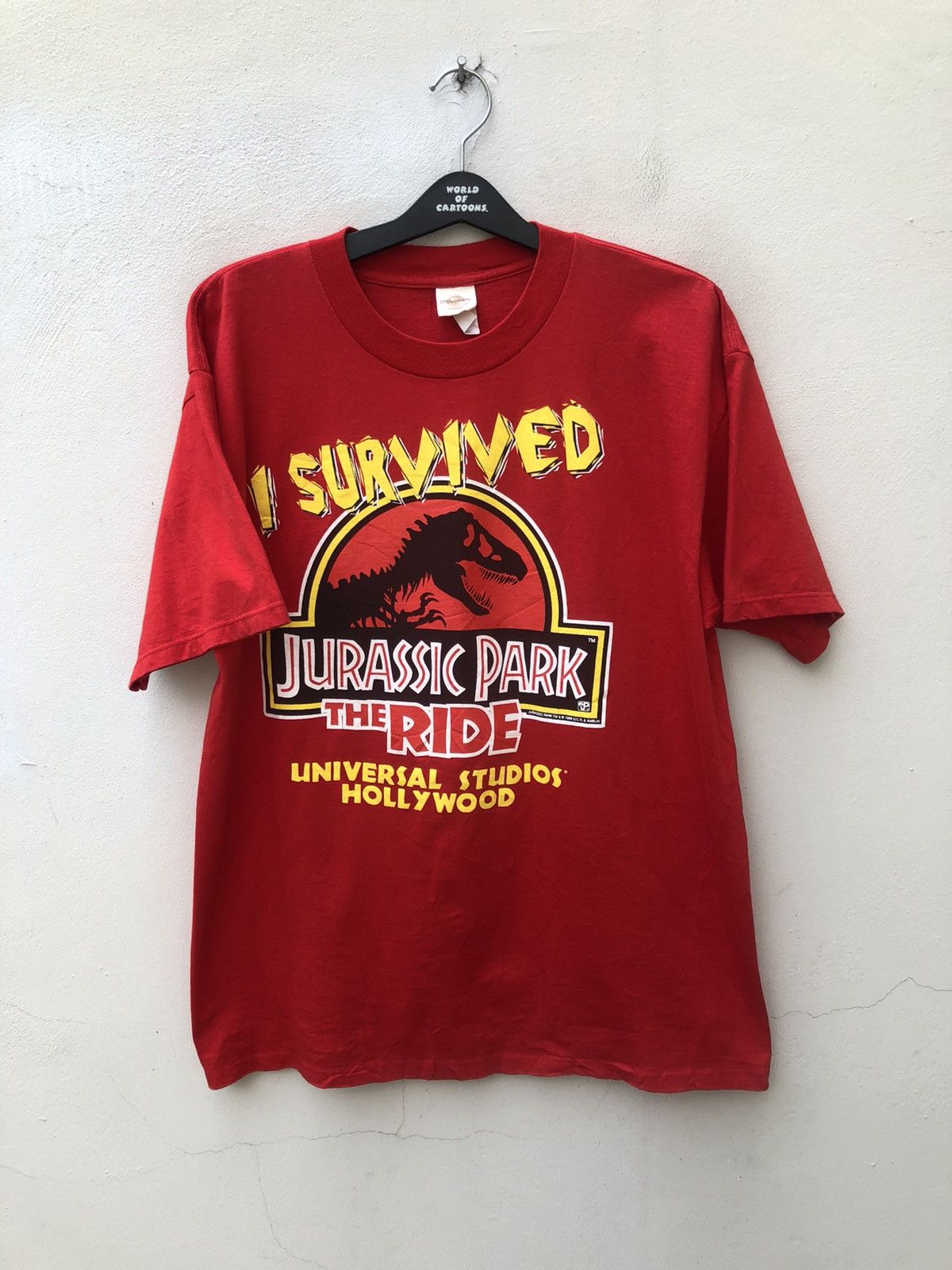Universal Studios Vintage 1996 Jurassic Park THE RIDE Sci-Fi Movie t shirt Size US XL / EU 56 / 4 - 1 Thumbnail
