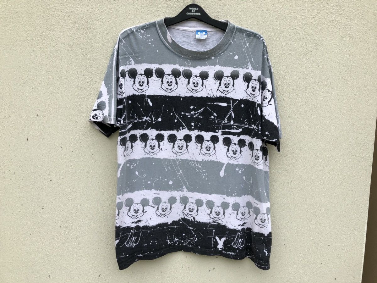 Disney Vtg 80s Disney Mickey Mouse Over Print Border t shirt Size US XL / EU 56 / 4 - 1 Thumbnail