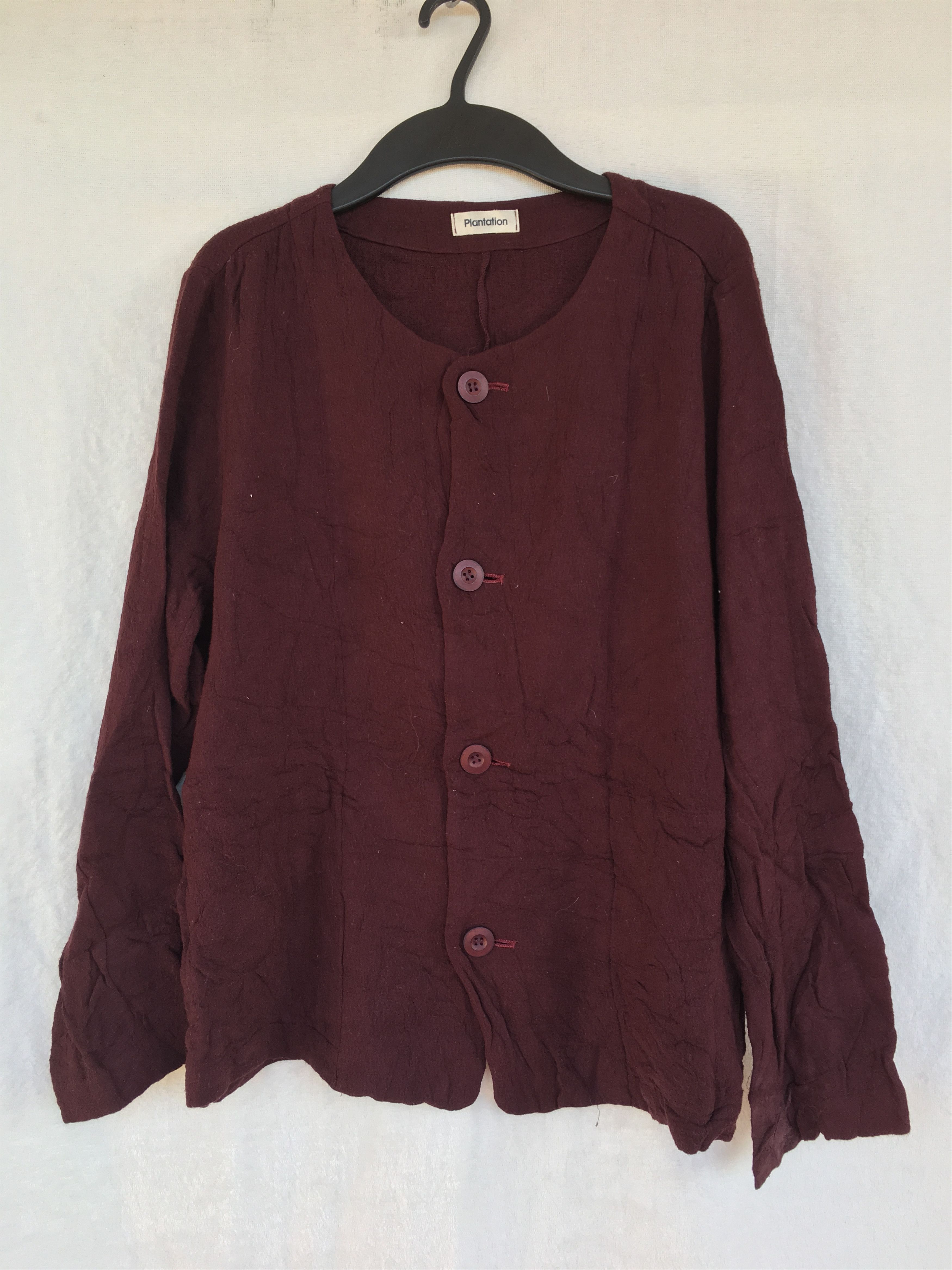 image of Issey Miyake Plantation Cardigan in Burgandy, Men's (Size Medium)
