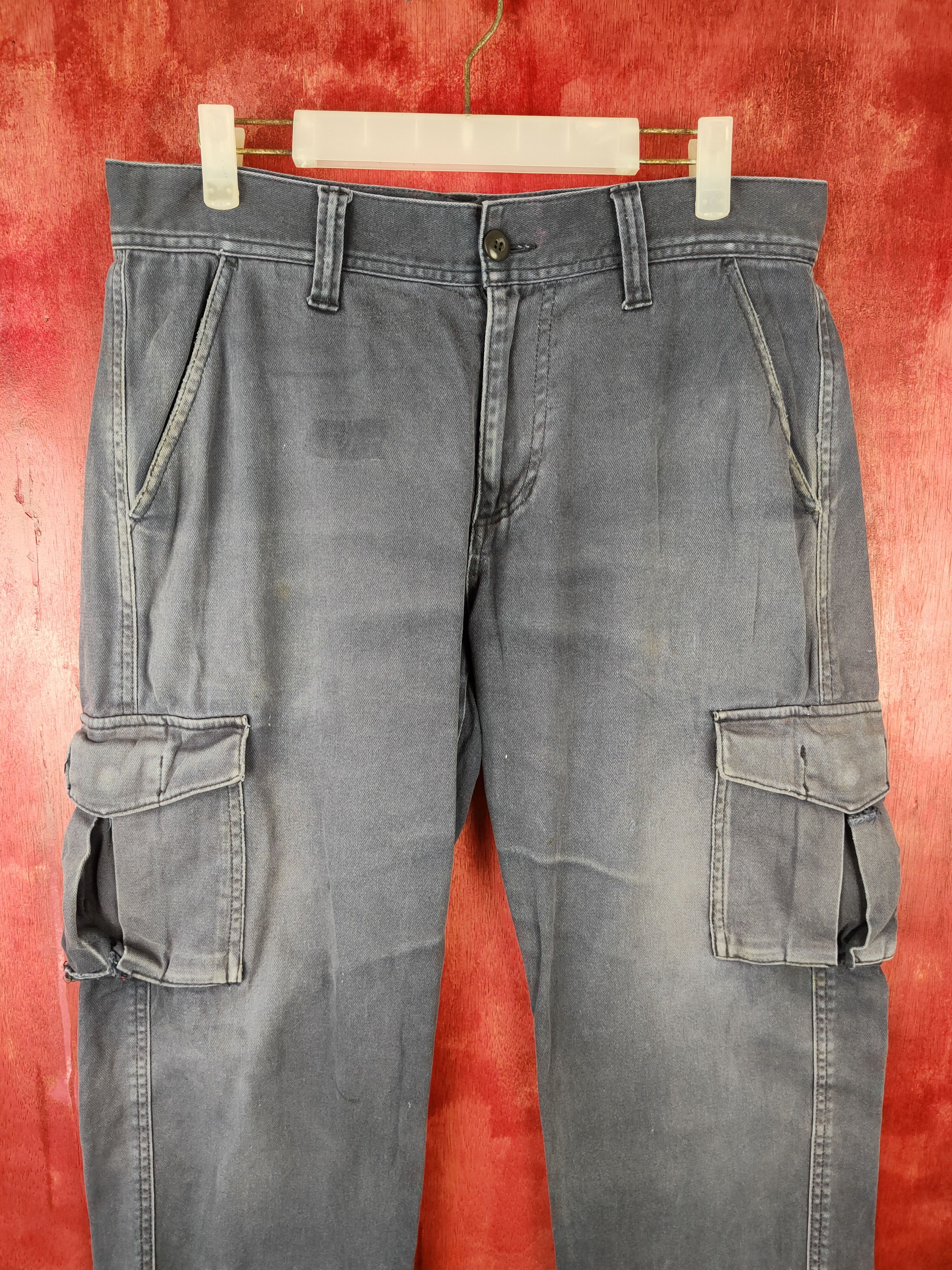 Global Work × Japanese Brand Global Work Dark faded Blue Multi Pocket Cargo Pants #S452 Size US 32 / EU 48 - 2 Thumbnail