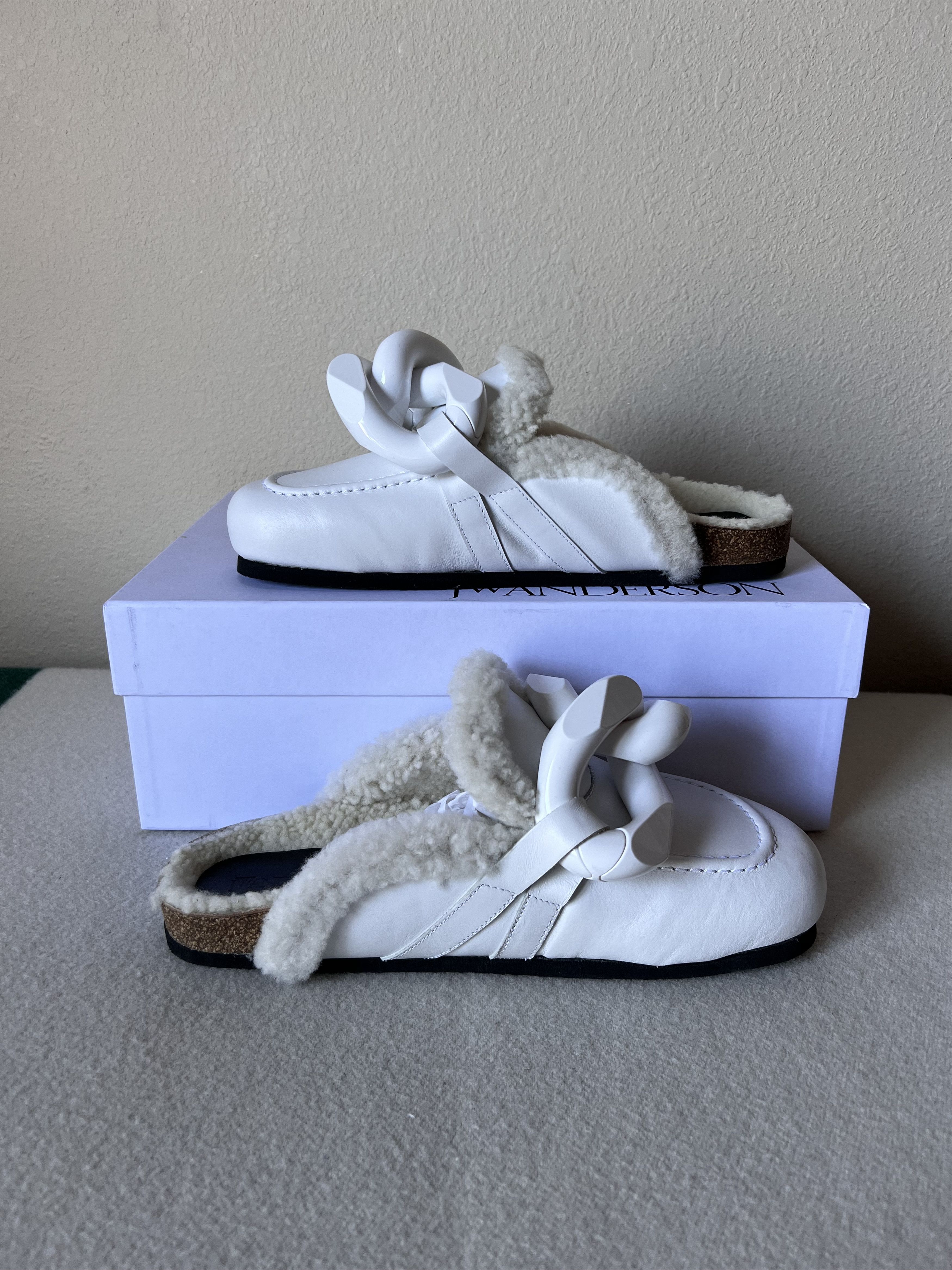 JW Anderson J.W. Anderson Shearling Chain Loafer in White Size US 8 / EU 41 - 3 Thumbnail
