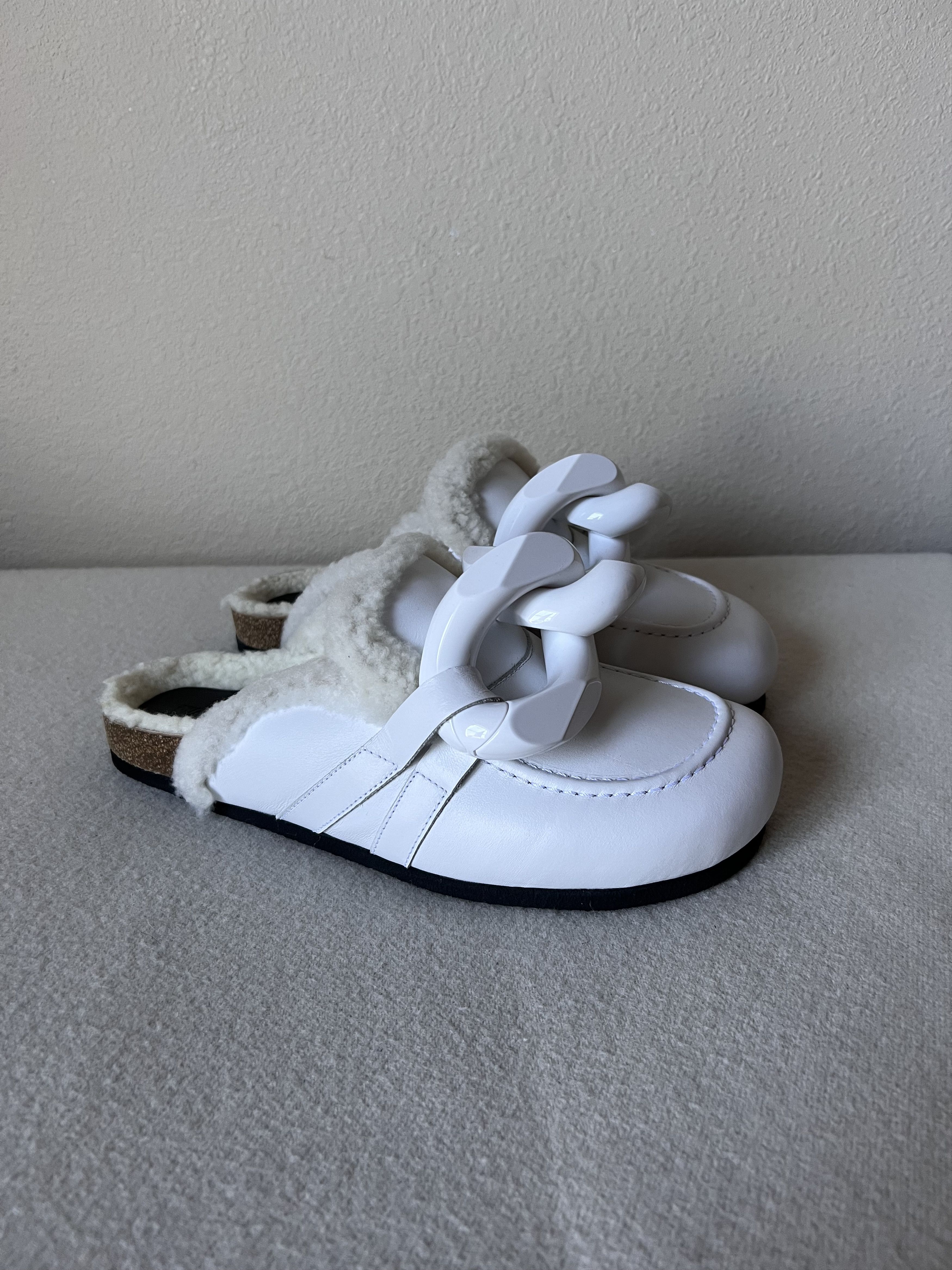 JW Anderson J.W. Anderson Shearling Chain Loafer in White Size US 8 / EU 41 - 1 Thumbnail