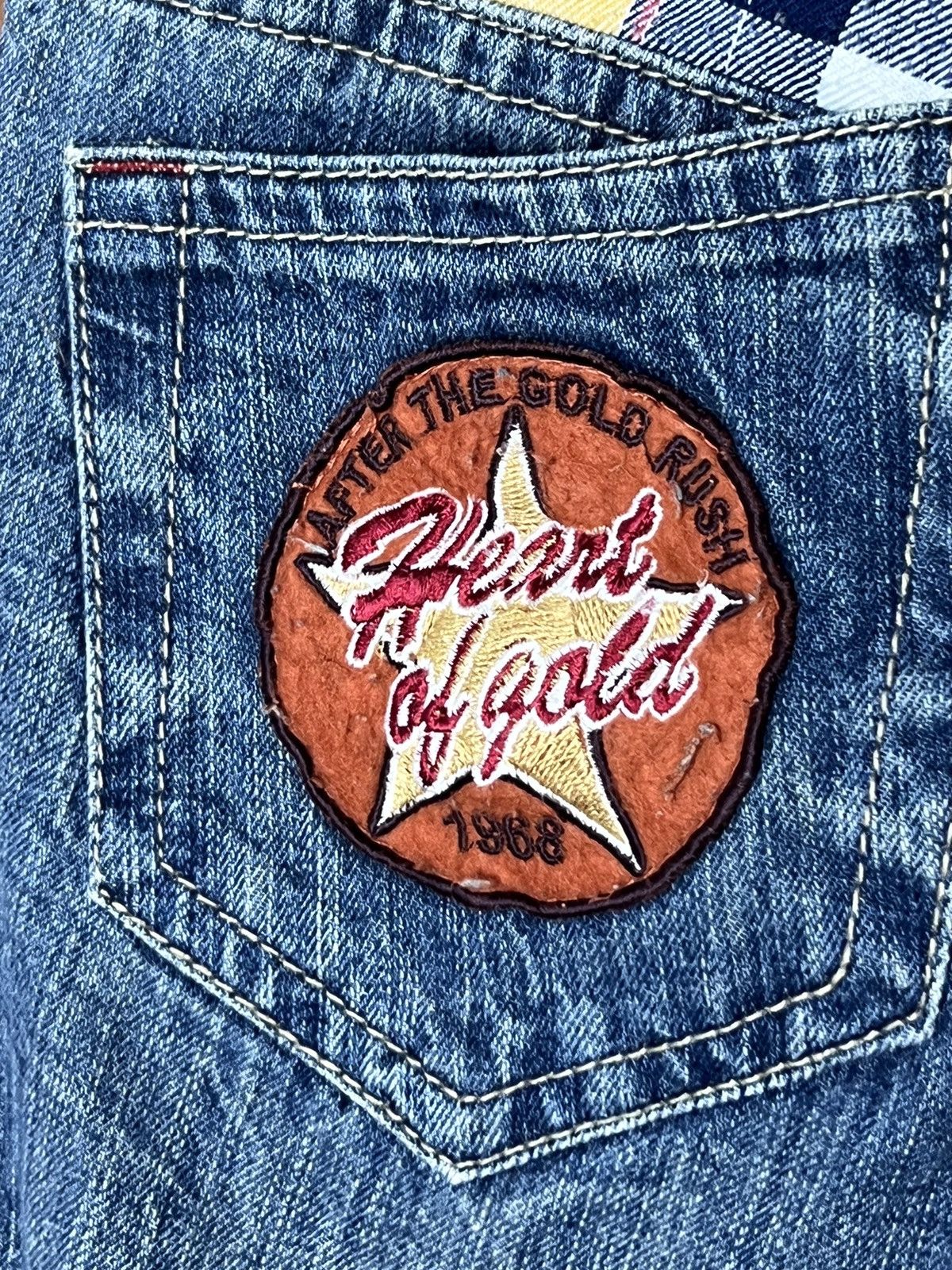 Japanese Brand × Vintage Double Waist Heart of Gold 1968 Distressed Denim Size US 32 / EU 48 - 12 Thumbnail