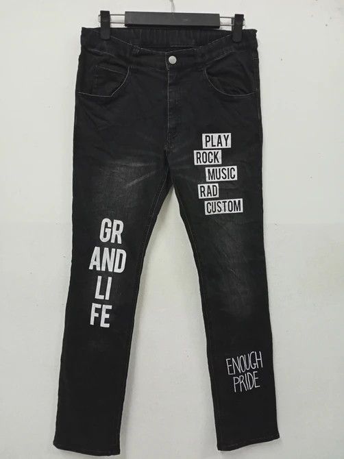 Japanese Brand Rad Custom Rock Printed Jeans Size US 29 - 1 Thumbnail