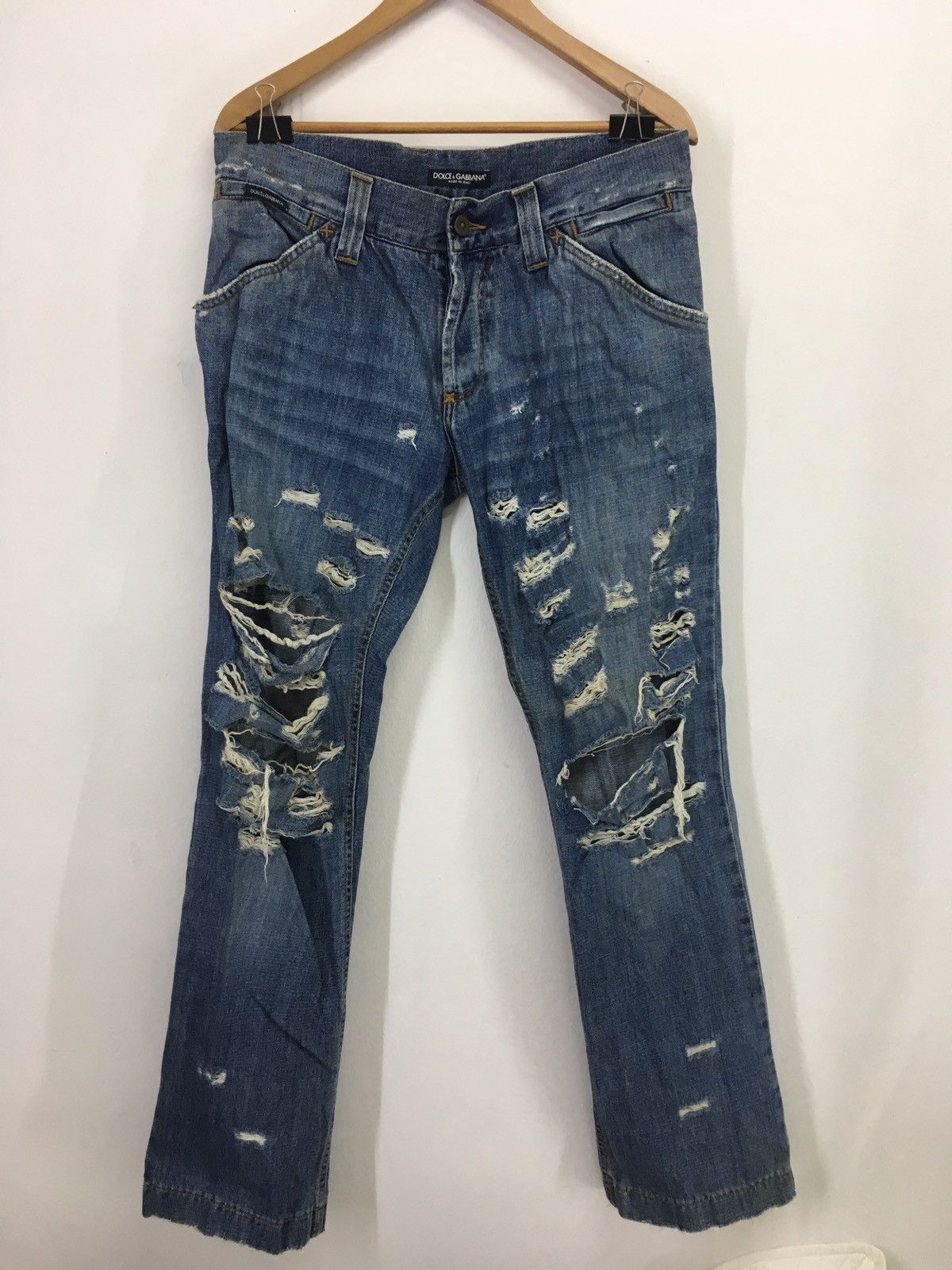 image of Dolce Gabbana x Mickey Mouse Ripped Jeans in Denim, Men's (Size 34)