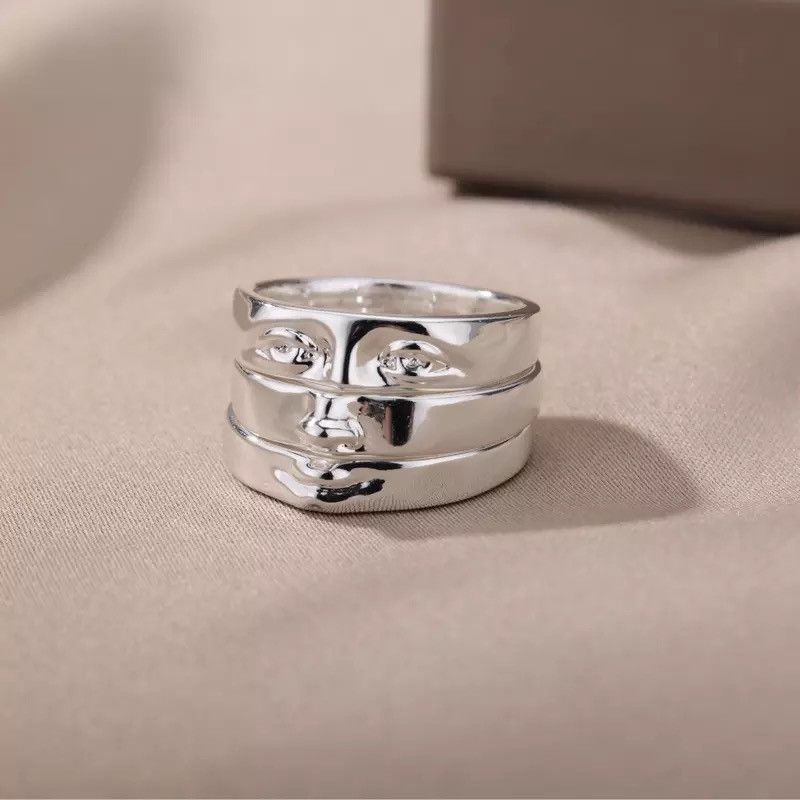 Jewelry Vintage Face Three Stack Finger Ring Set Size ONE SIZE - 2 Thumbnail