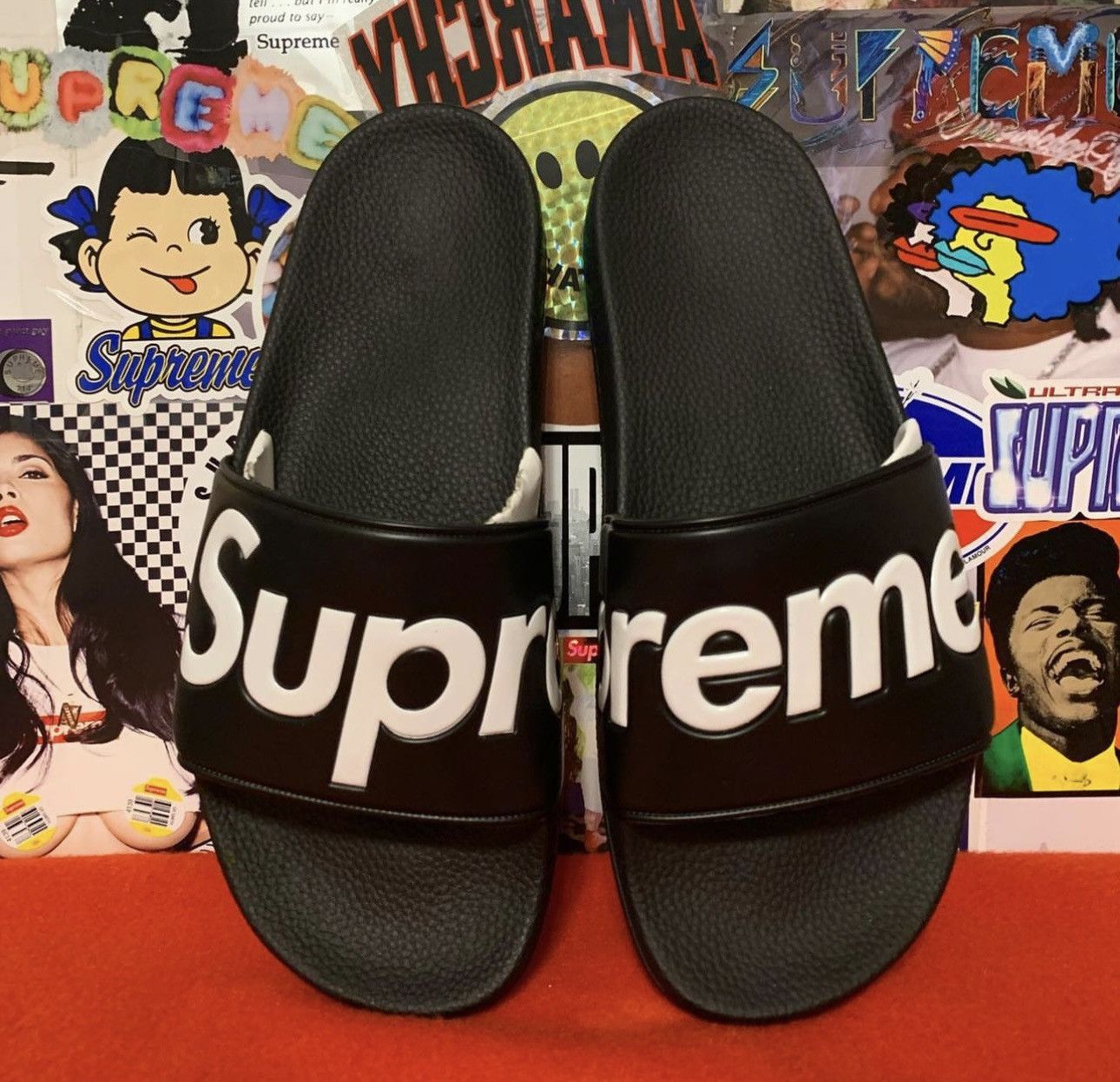 Supreme Slides Sandals Slippers Flip Flop Black Size 9 Brand New SS14  Authentic