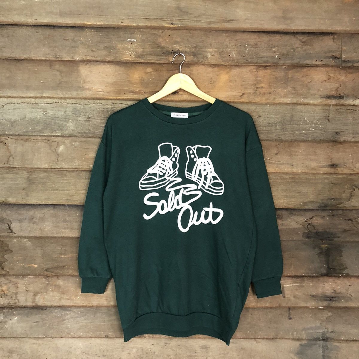 image of Sold Out Browny Green Long Sweatshirt 038B, Men's (Size Medium)