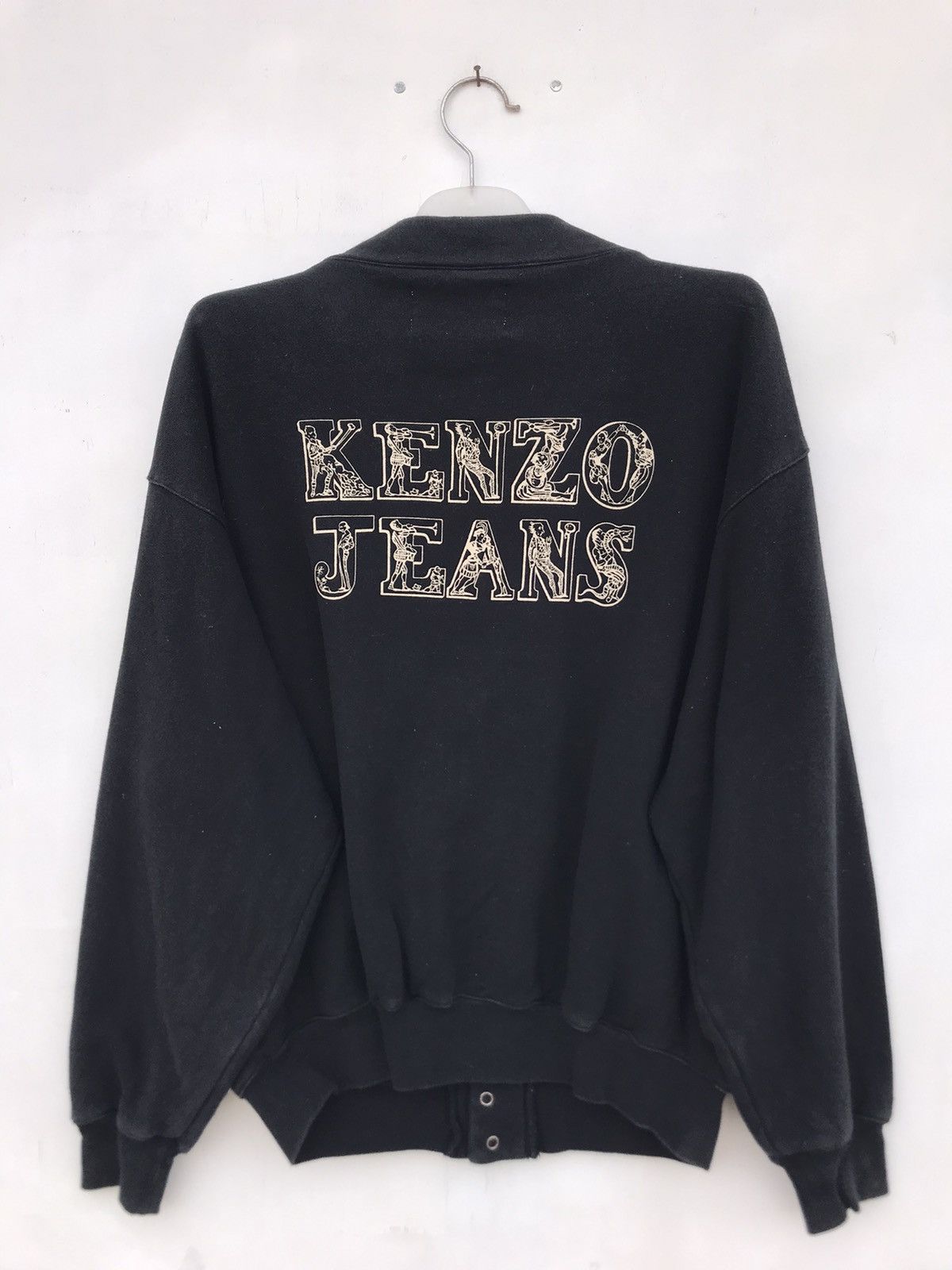 image of Vintage Kenzo Jeans Cardigan Style Sweatshirt in Black, Men's (Size Large)