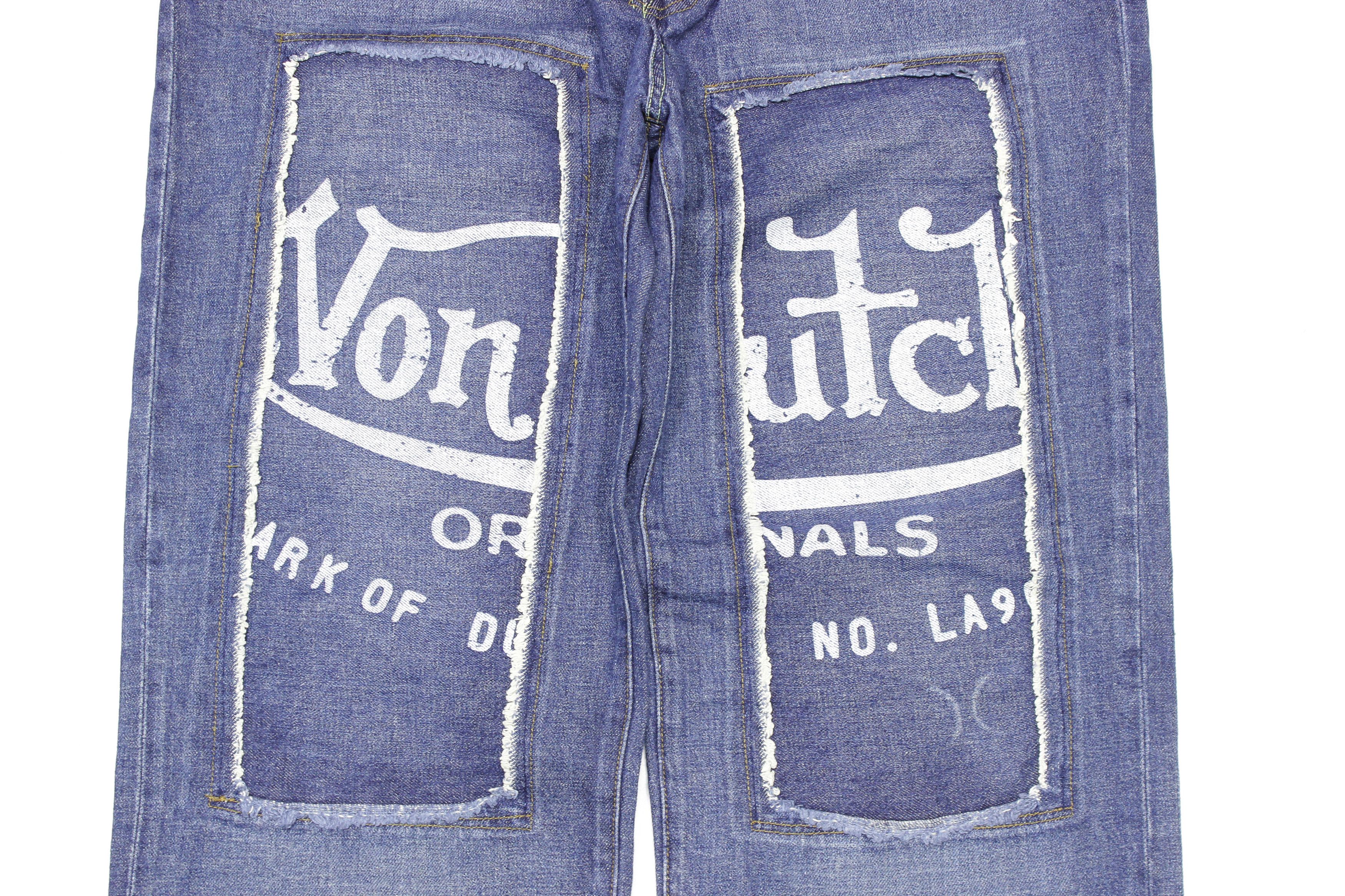 Von Dutch 90S Big Logo Patch Work Distress Jeans Vintage Size US 36 / EU 52 - 3 Thumbnail