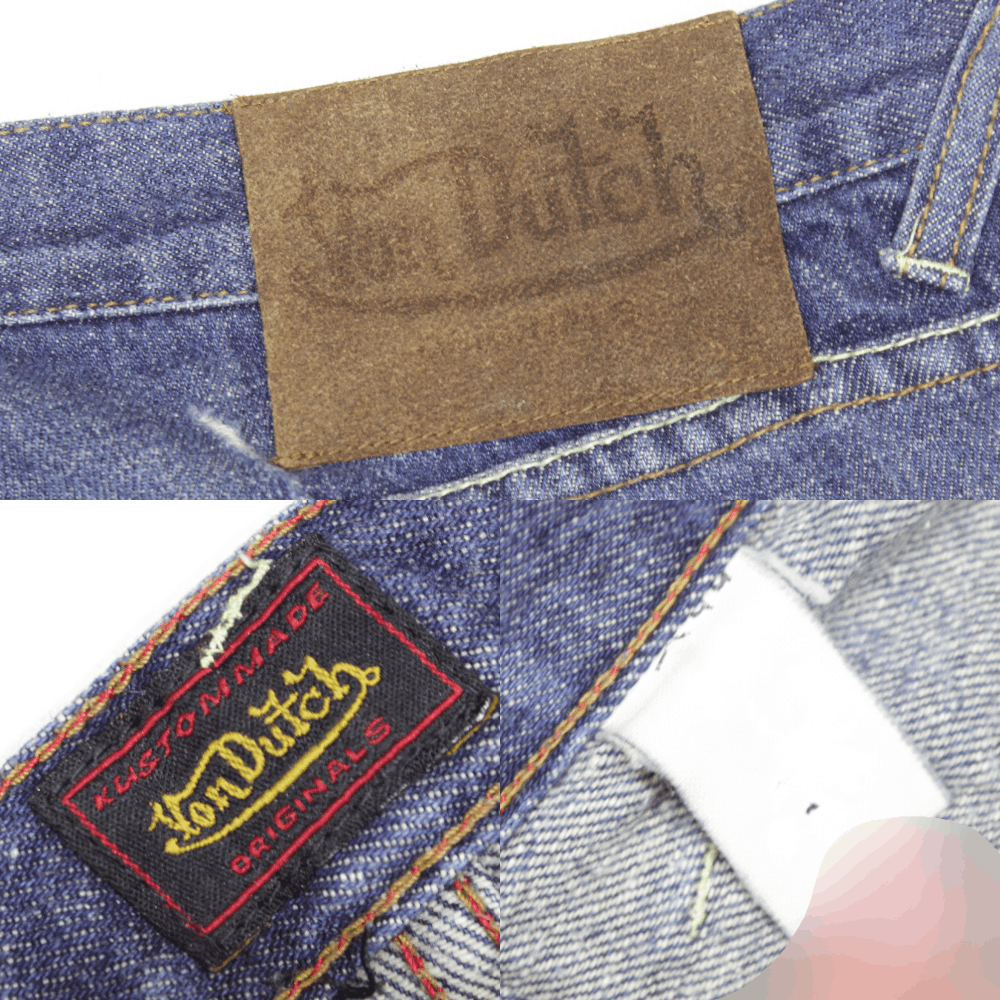 Von Dutch 90S Big Logo Patch Work Distress Jeans Vintage Size US 36 / EU 52 - 10 Thumbnail