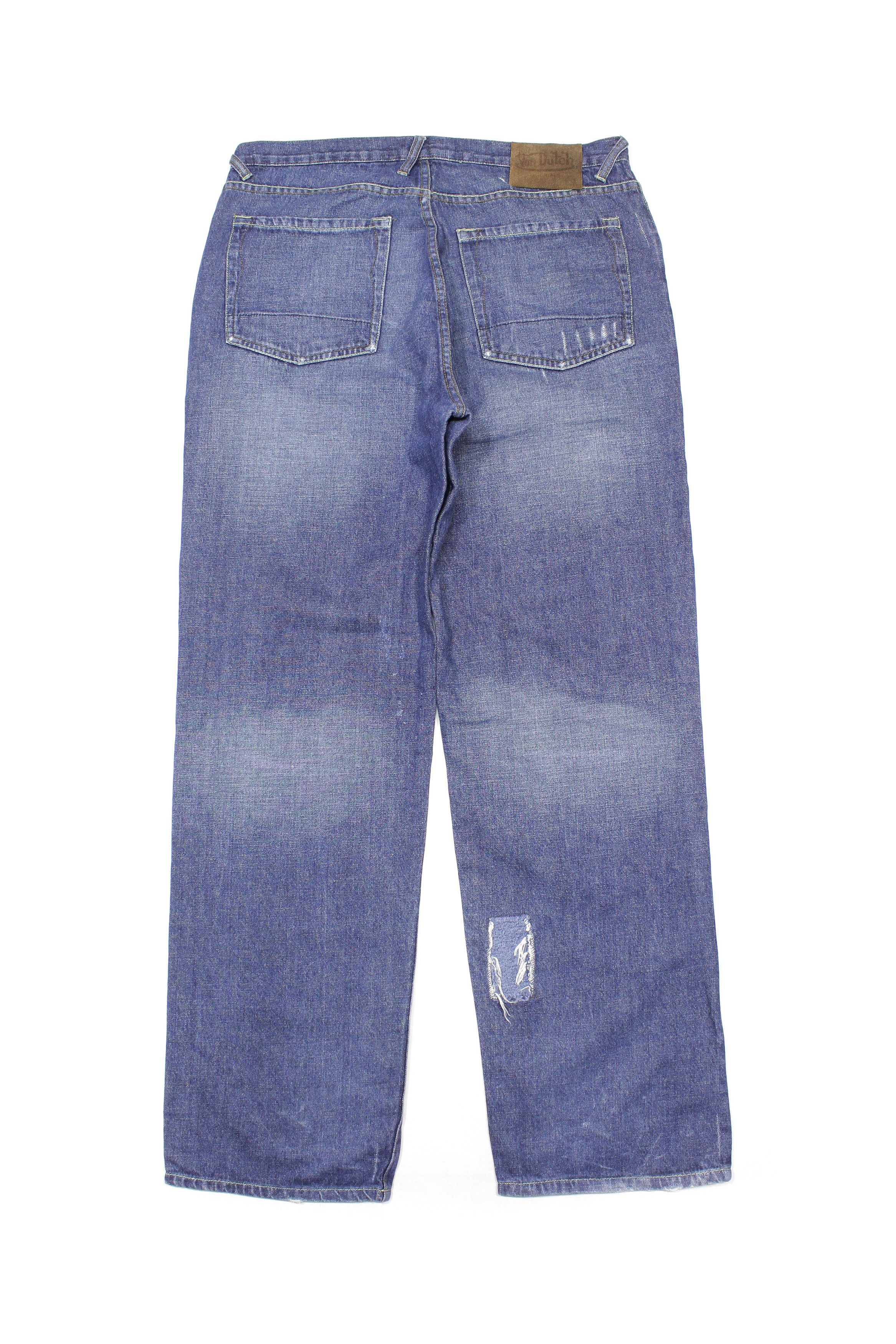 Von Dutch 90S Big Logo Patch Work Distress Jeans Vintage Size US 36 / EU 52 - 2 Thumbnail
