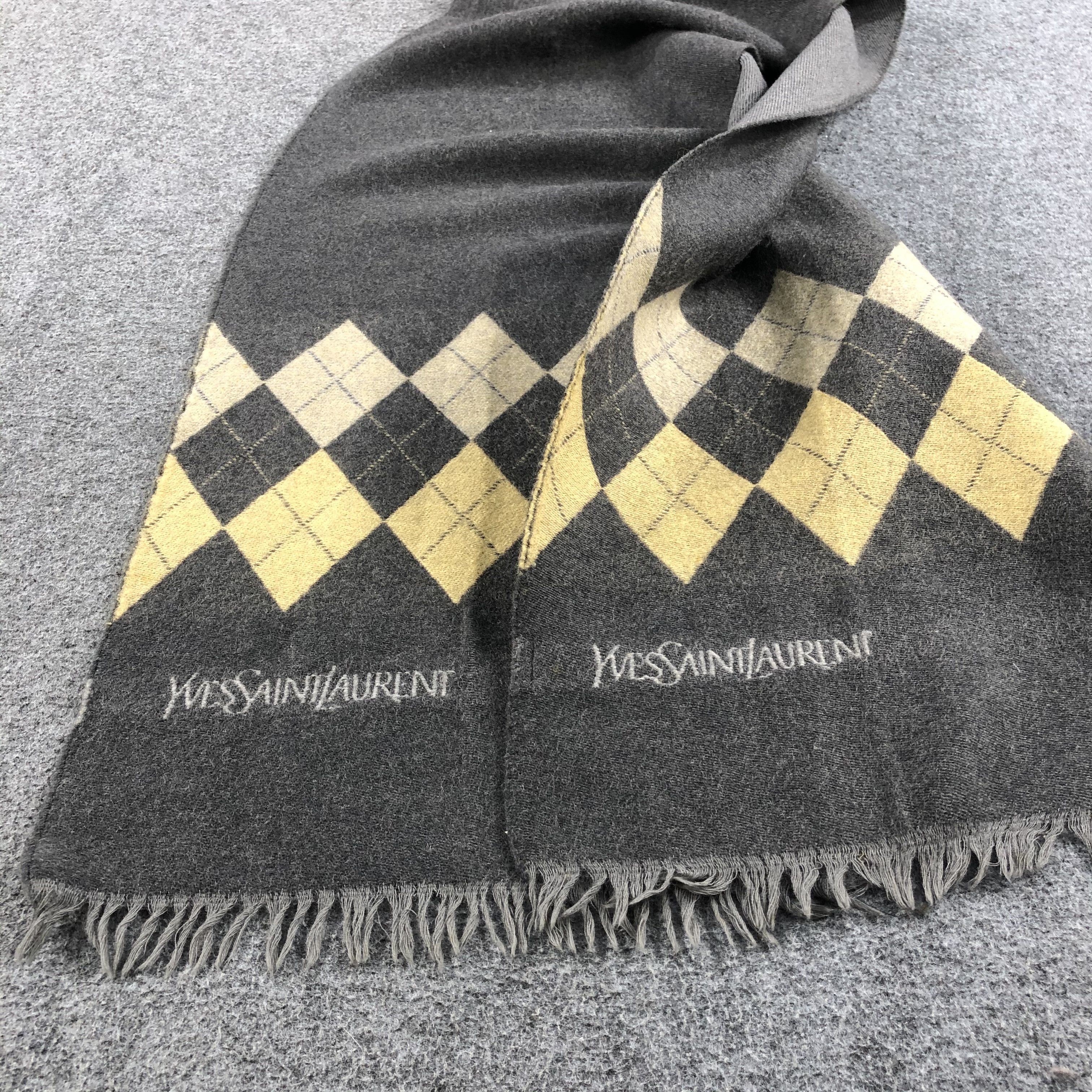 Vintage × Yves Saint Laurent Yves Saint Laurent Argyle Wool Scarf Muffler V755 Size ONE SIZE - 9 Thumbnail