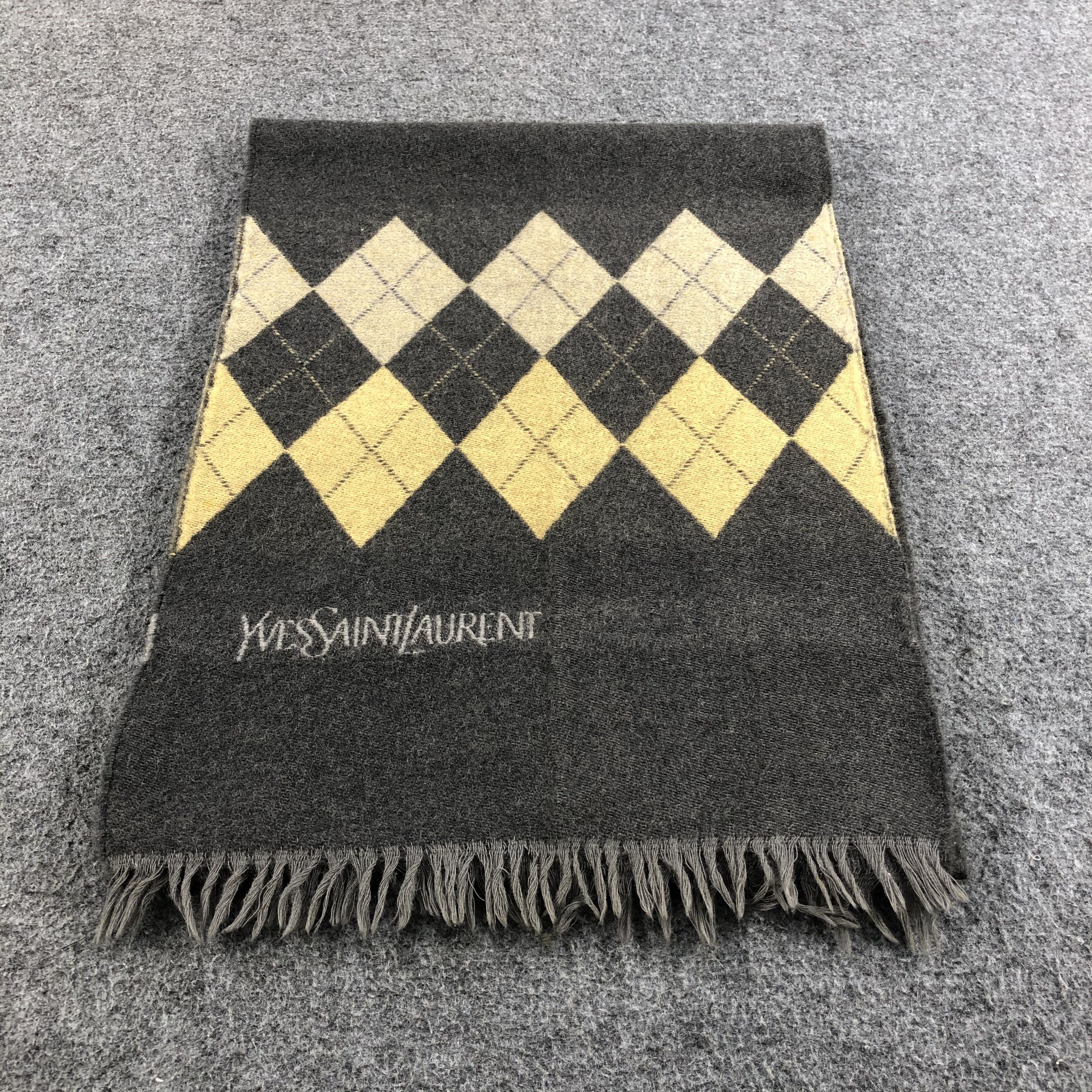 Vintage × Yves Saint Laurent Yves Saint Laurent Argyle Wool Scarf Muffler V755 Size ONE SIZE - 2 Thumbnail