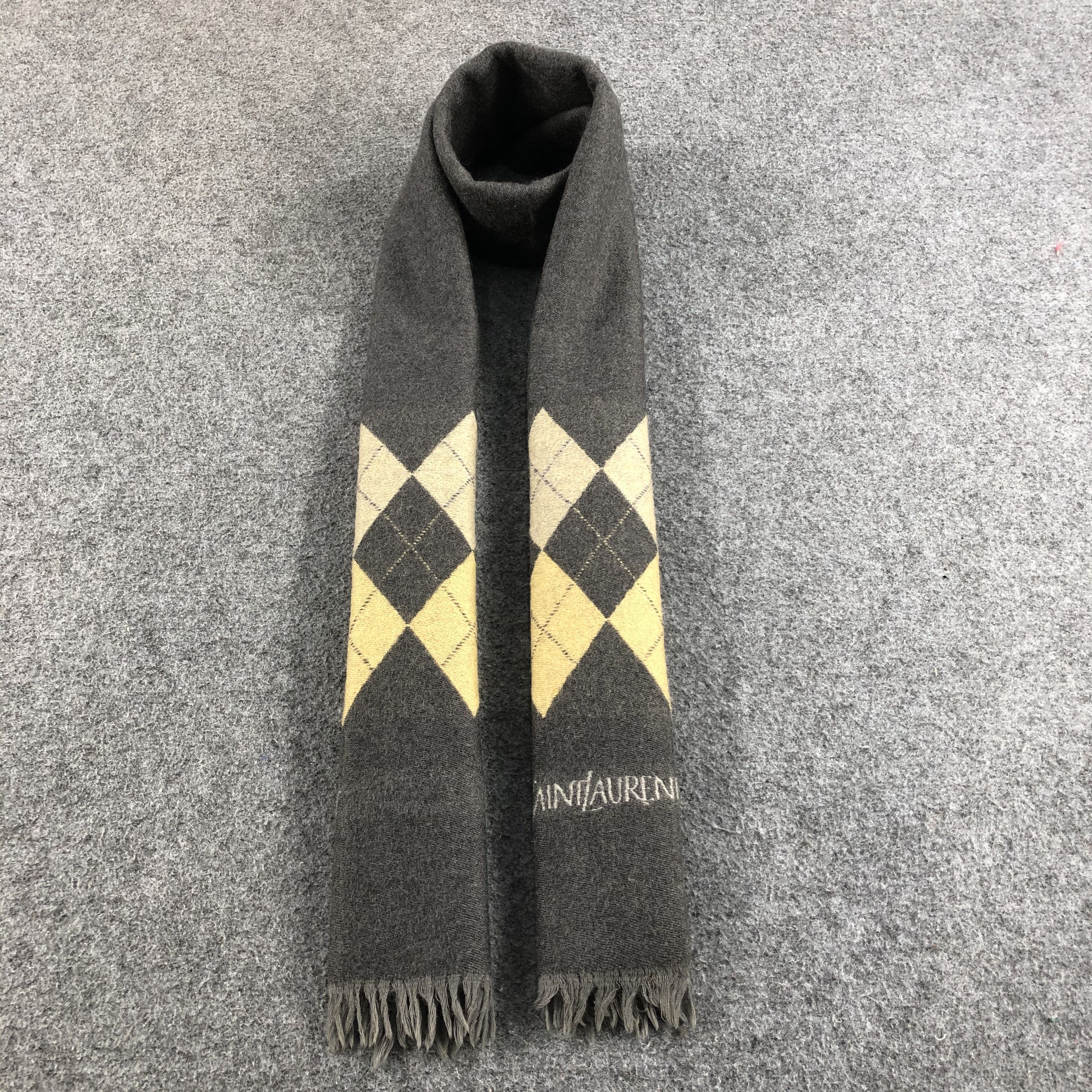 Vintage × Yves Saint Laurent Yves Saint Laurent Argyle Wool Scarf Muffler V755 Size ONE SIZE - 1 Thumbnail