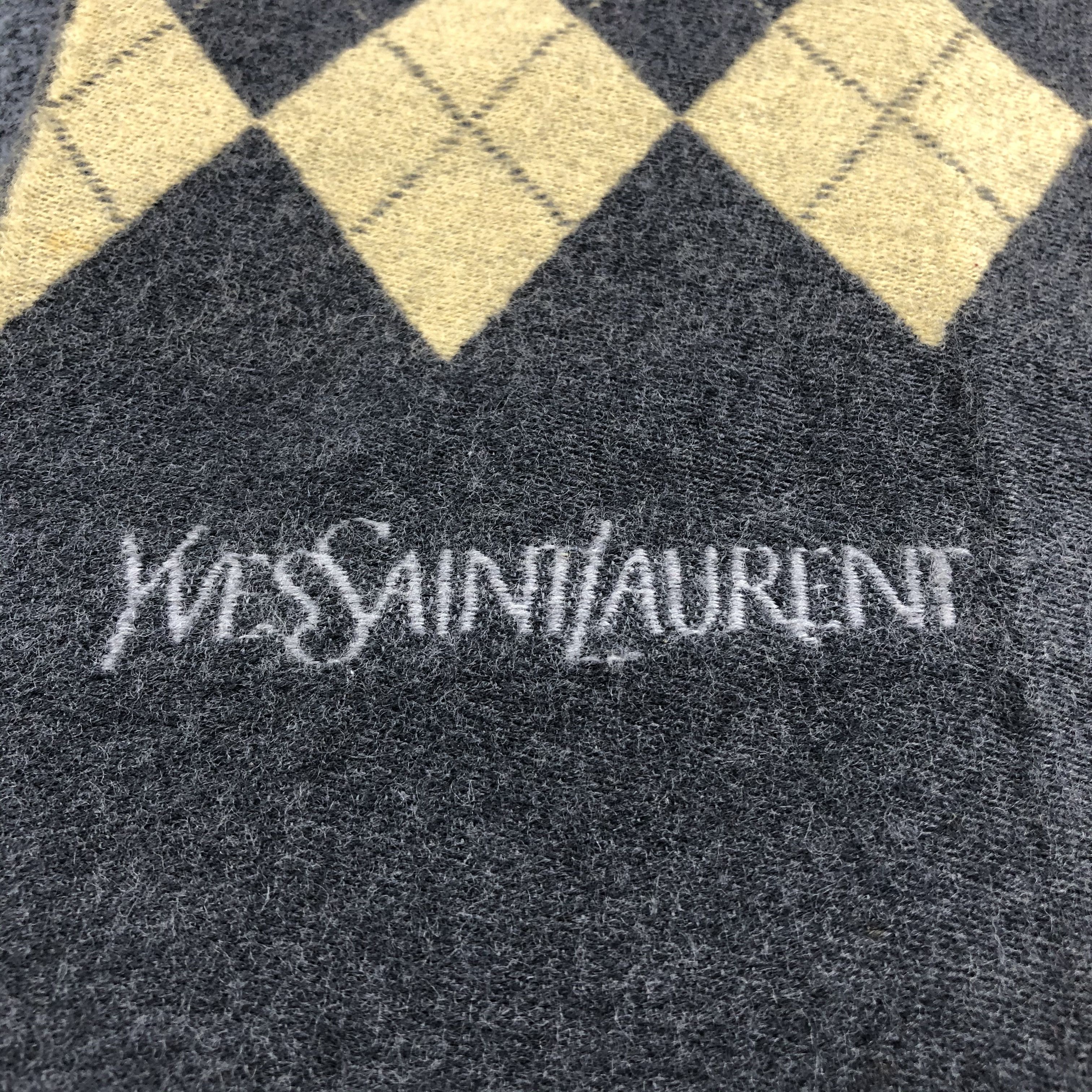 Vintage × Yves Saint Laurent Yves Saint Laurent Argyle Wool Scarf Muffler V755 Size ONE SIZE - 4 Thumbnail