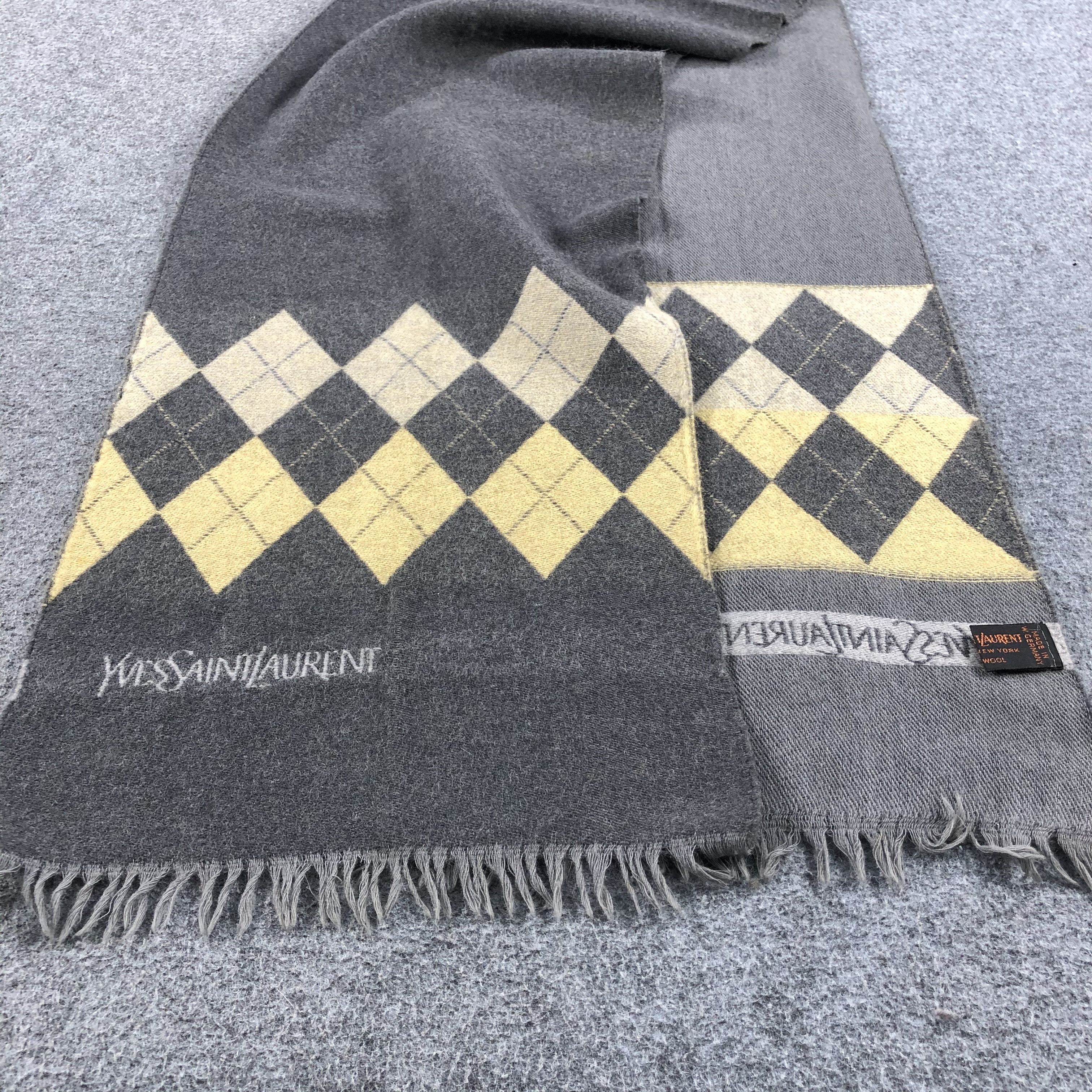 Vintage × Yves Saint Laurent Yves Saint Laurent Argyle Wool Scarf Muffler V755 Size ONE SIZE - 8 Thumbnail