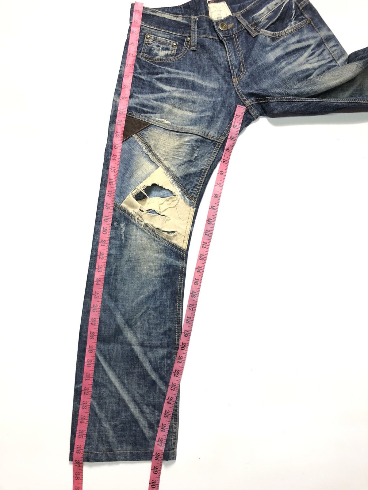 Japanese Brand × Vintage NARA LOLITA DISTRESSED PATCH WORK NICE FADED DESIGN DENIM Size US 30 / EU 46 - 19 Thumbnail