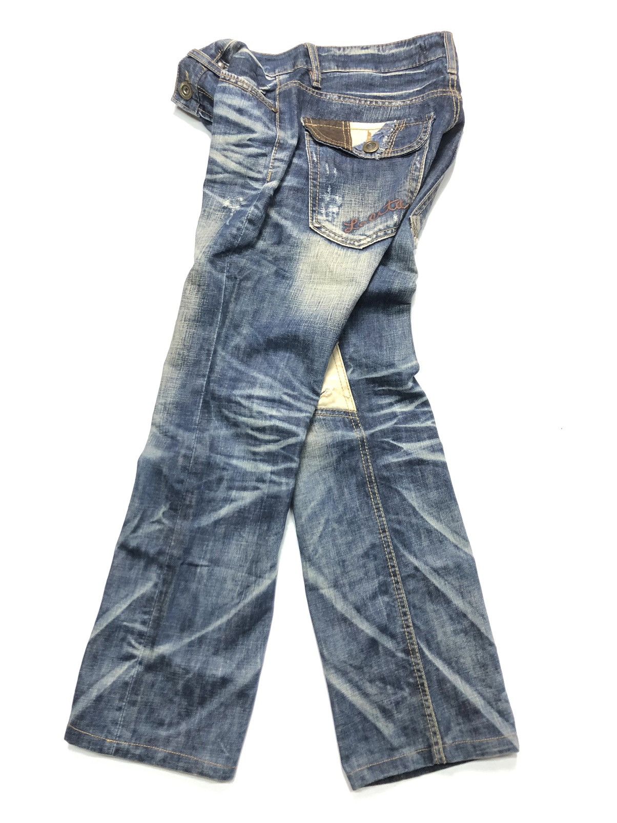 Japanese Brand × Vintage NARA LOLITA DISTRESSED PATCH WORK NICE FADED DESIGN DENIM Size US 30 / EU 46 - 16 Thumbnail